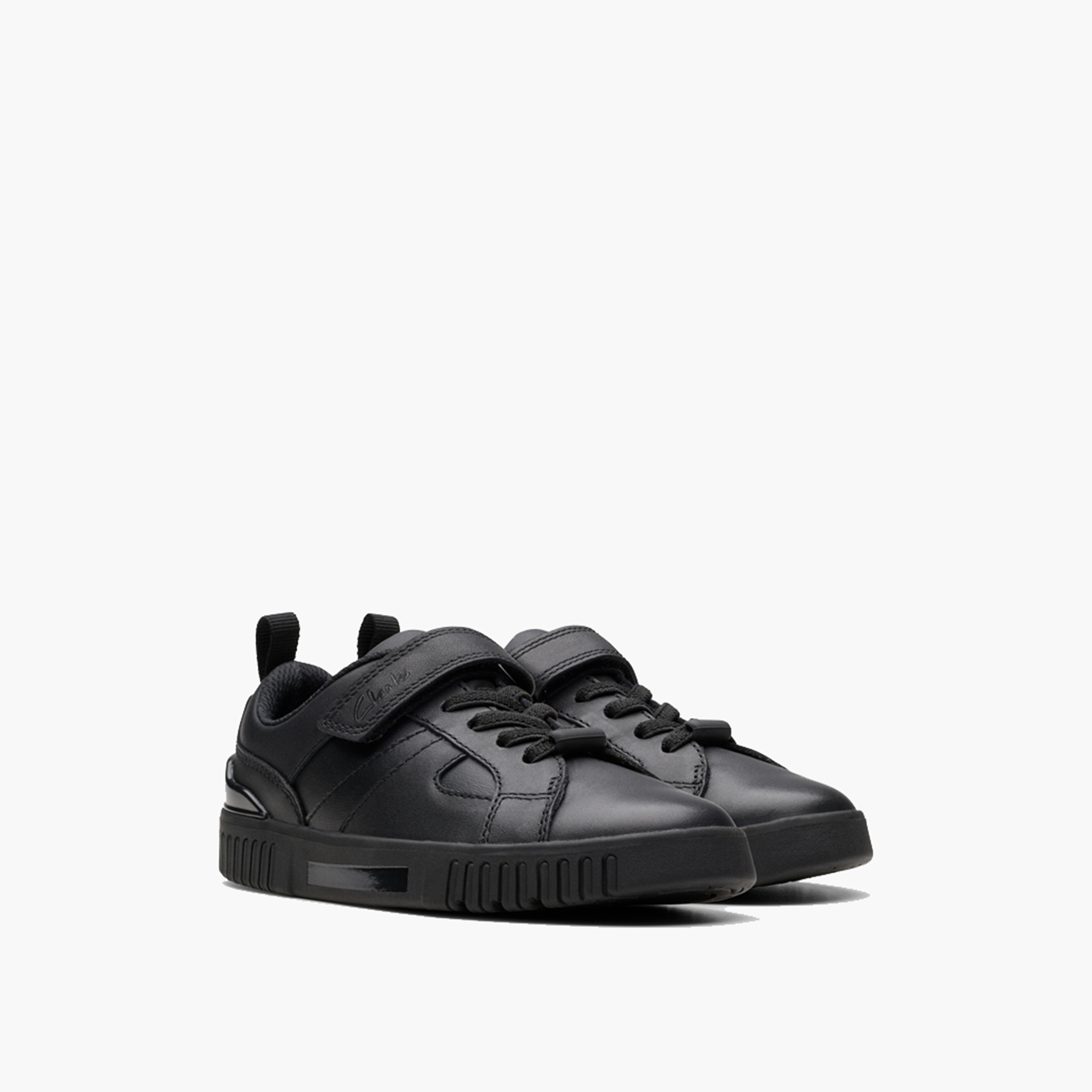 Clarks Kid's Leather Hook & Loop Sneakers | Oslo Sky 26178321-girls-shoes-sneakers-image-1