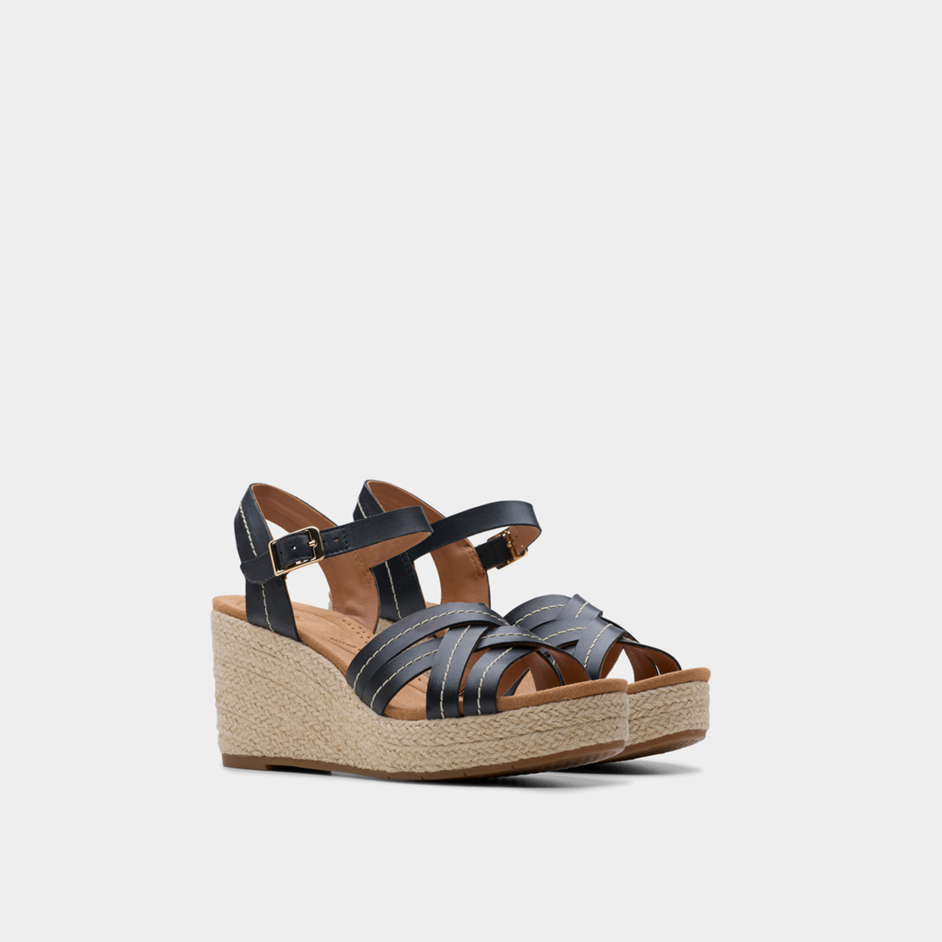 Clarks Women's Leather Buckle Strap Wedges Sandals | Sabina 26181462-women-shoes-sandals-heeled-image-1