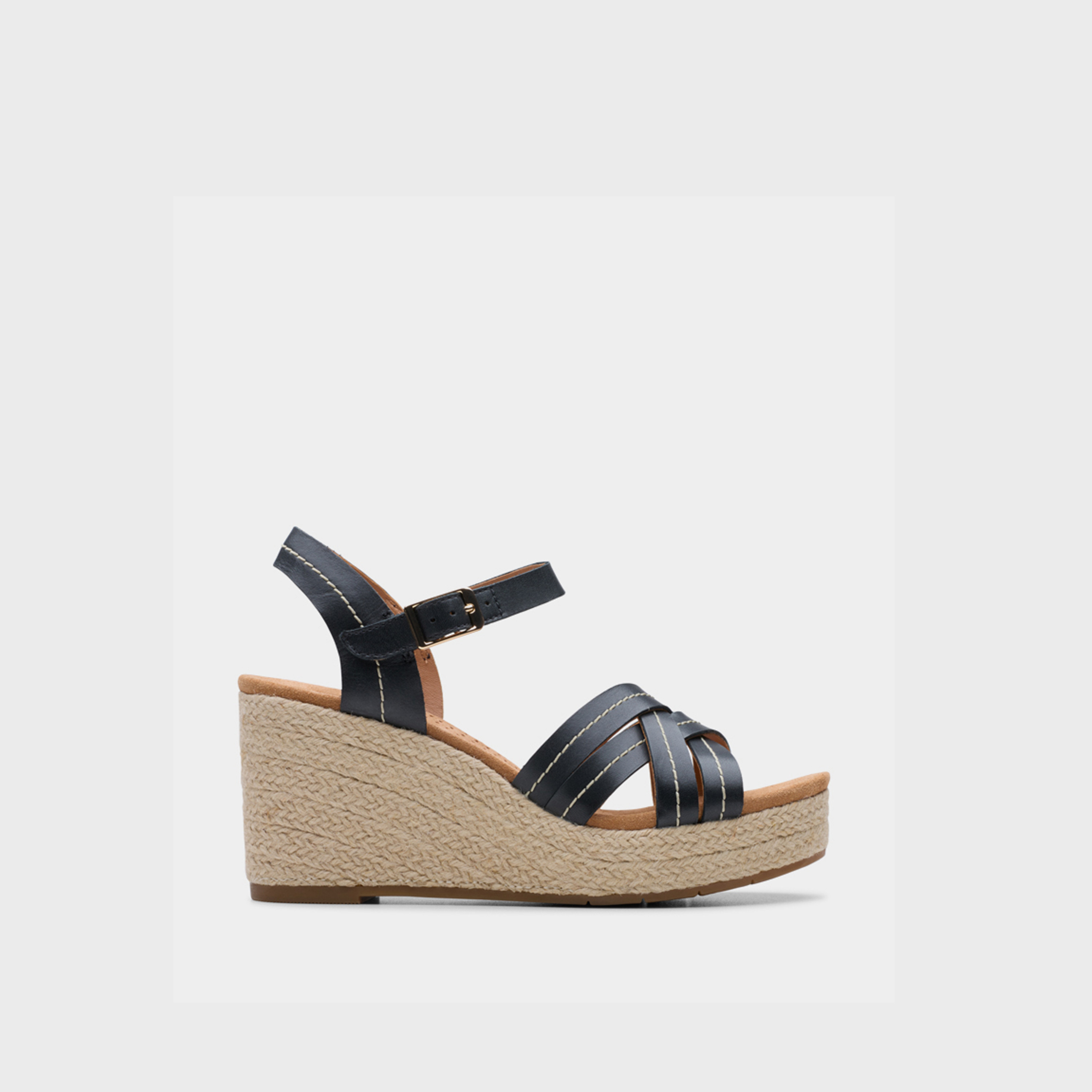 Clarks Women's Leather Buckle Strap Wedges Sandals | Sabina 26181462-women-shoes-sandals-heeled-image-2