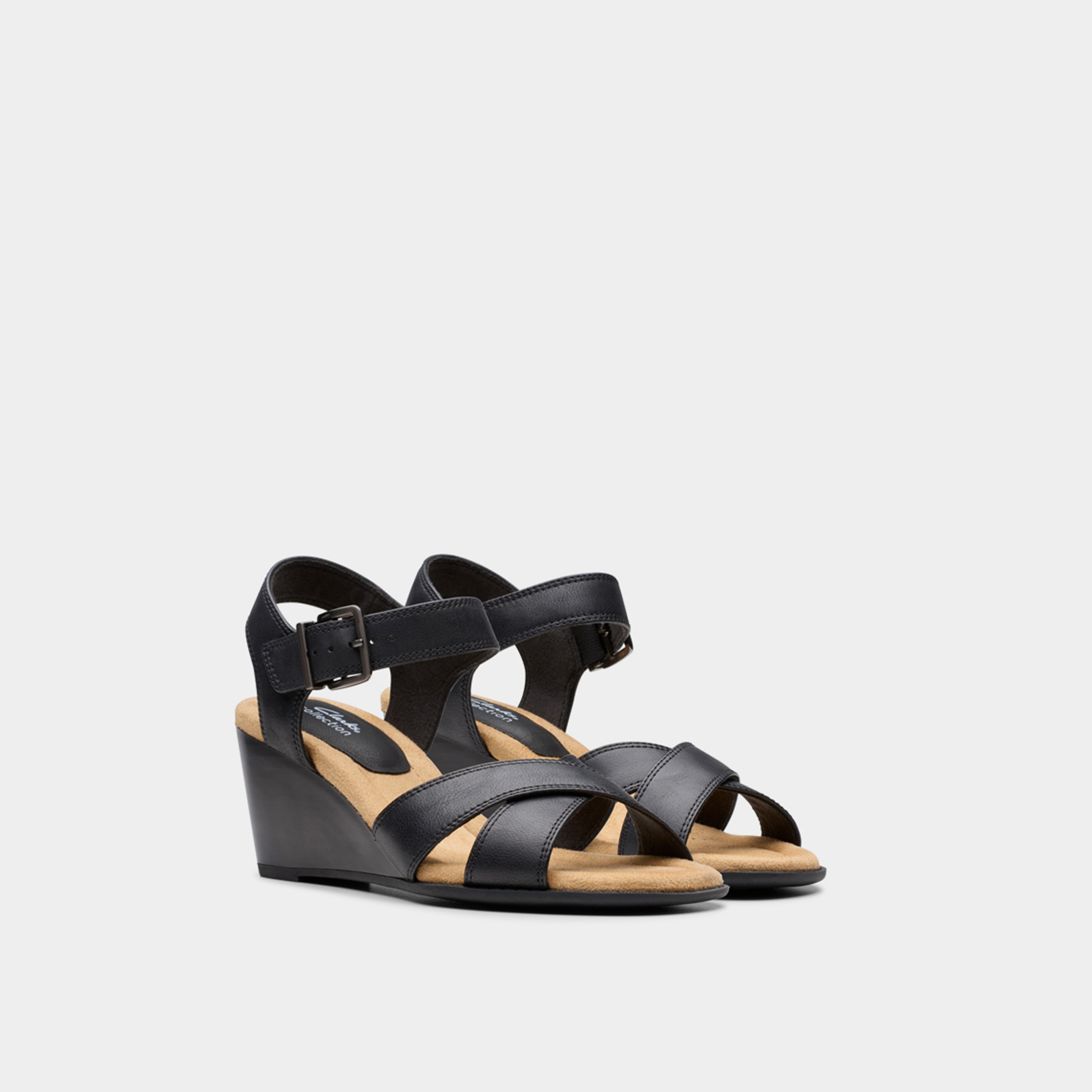 Clarks Women's Leather Buckle Strap Wedges Sandals | Emmalae Iris 26181664-women-shoes-sandals-heeled-image-1