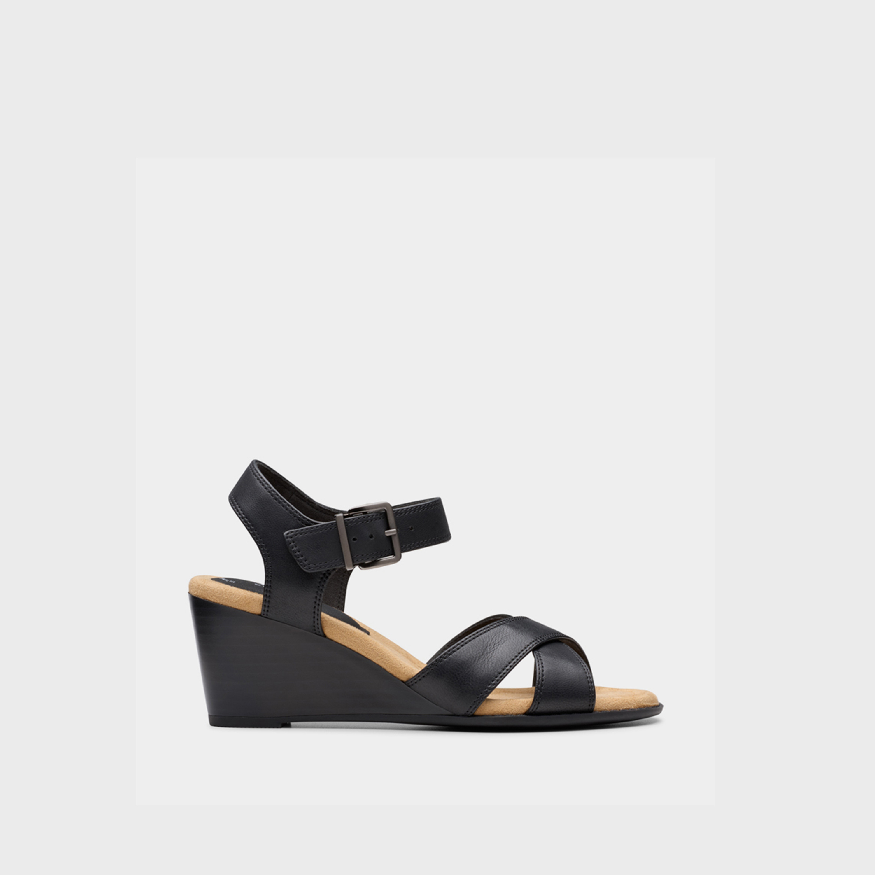 Clarks Women's Leather Buckle Strap Wedges Sandals | Emmalae Iris 26181664-women-shoes-sandals-heeled-image-2