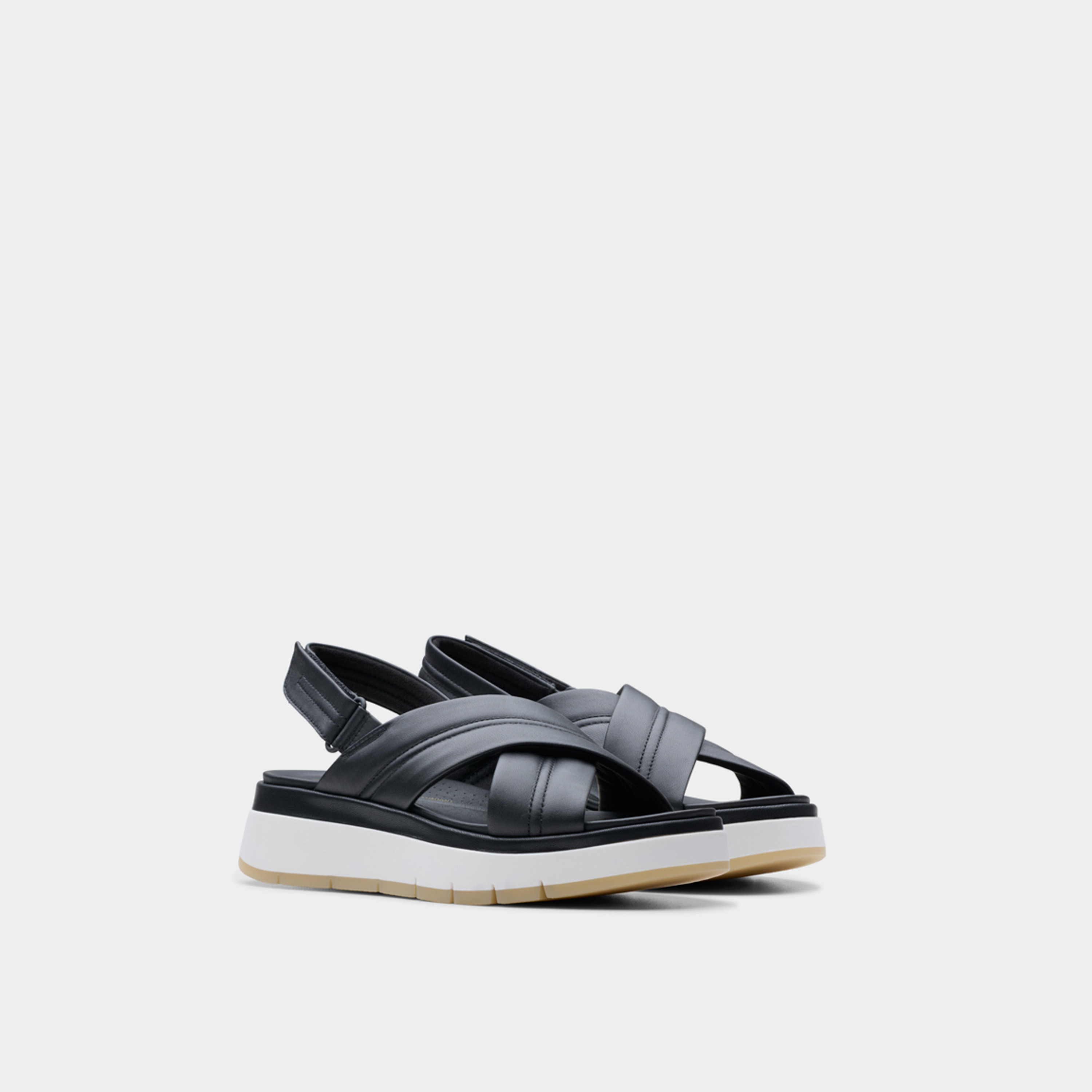 Clarks Women's Leather Hook & Loop Strap Sandals with Flatform Heels | Tuscan Cross 26182233-women-shoes-sandals-heeled-image-1