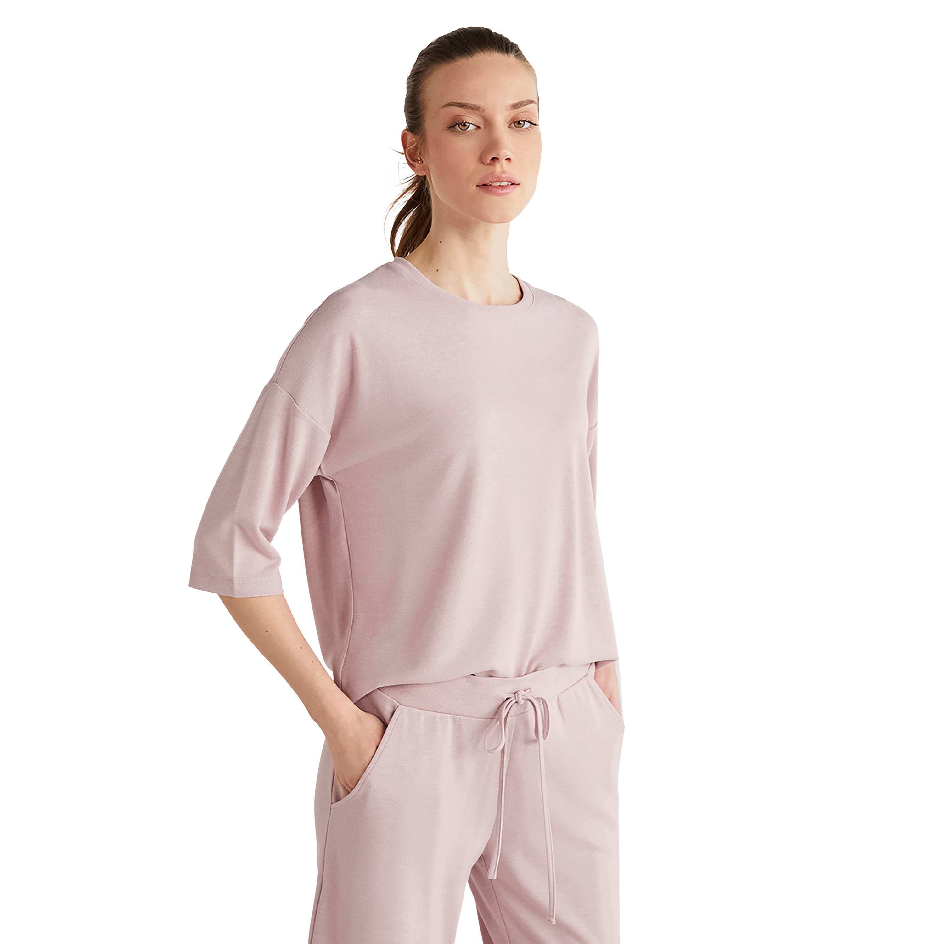 Catherine's Pyjama Set with Plain Round Neck T-Shirt and Women's Pyjama-women-clothing-nightwear-pyjamas-longsets-image-3