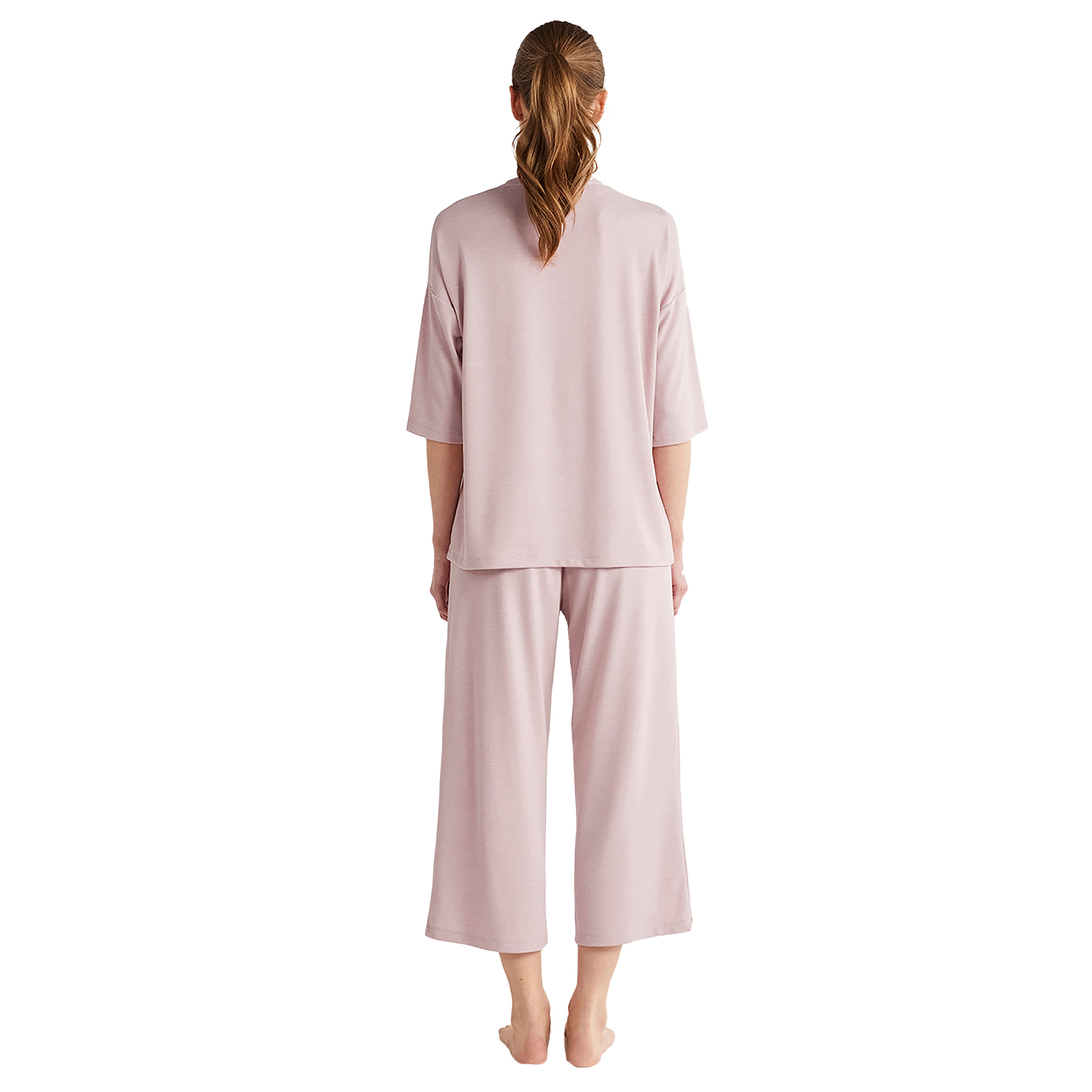 طقم بيجامة مع تي شيرت سادة برقبة دائرية وبيجامة نسائية من كاثرينز-women-clothing-nightwear-pyjamas-longsets-image-4