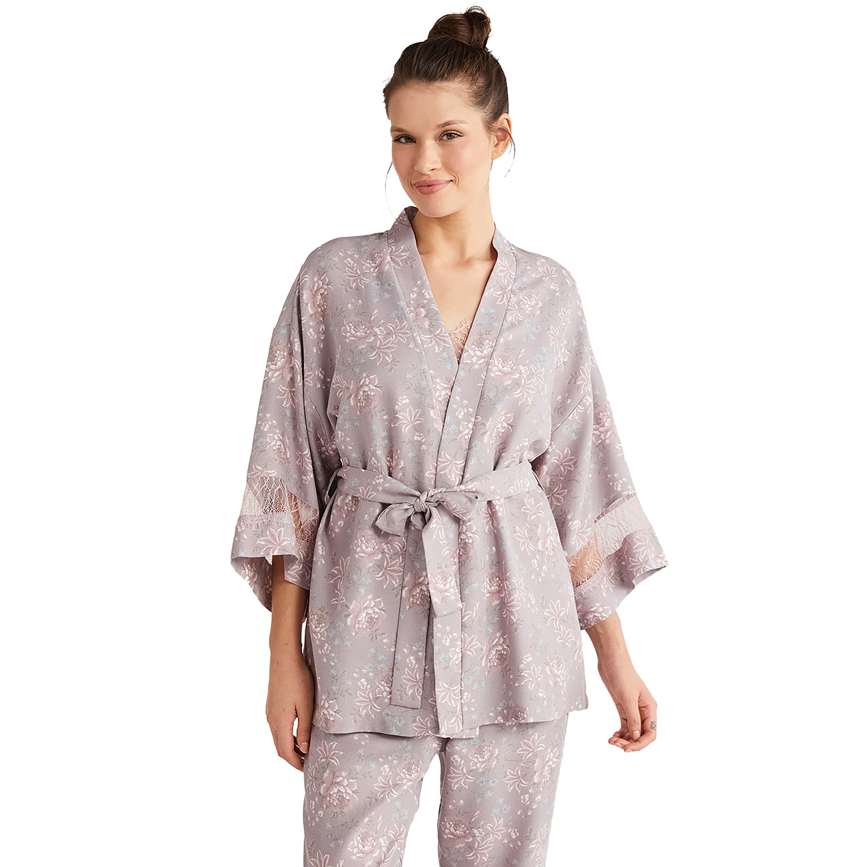 Catherine's 3 Piece Robe Set with Floral V-Neck Camisole and Pants & Women's Robe-women-clothing-nightwear-pyjamas-longsets-image-8