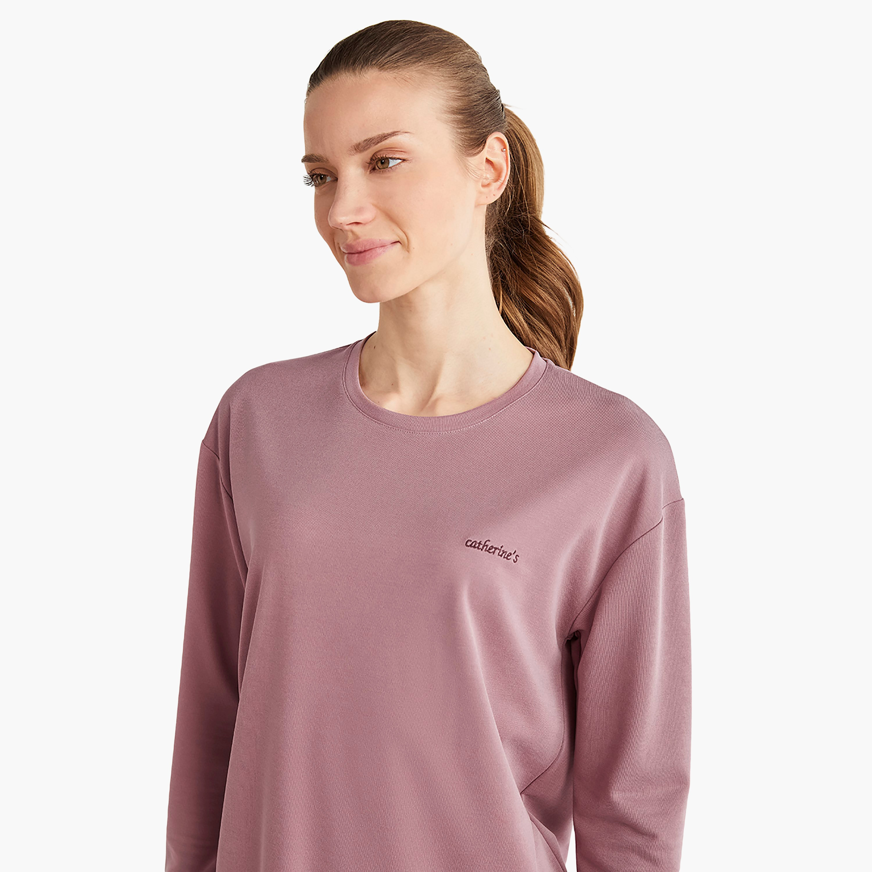 طقم بيجامة مع تي شيرت بياقة دائرية مزخرف بالزهور وبيجامة نسائية من كاثرينز-women-clothing-nightwear-pyjamas-longsets-image-2