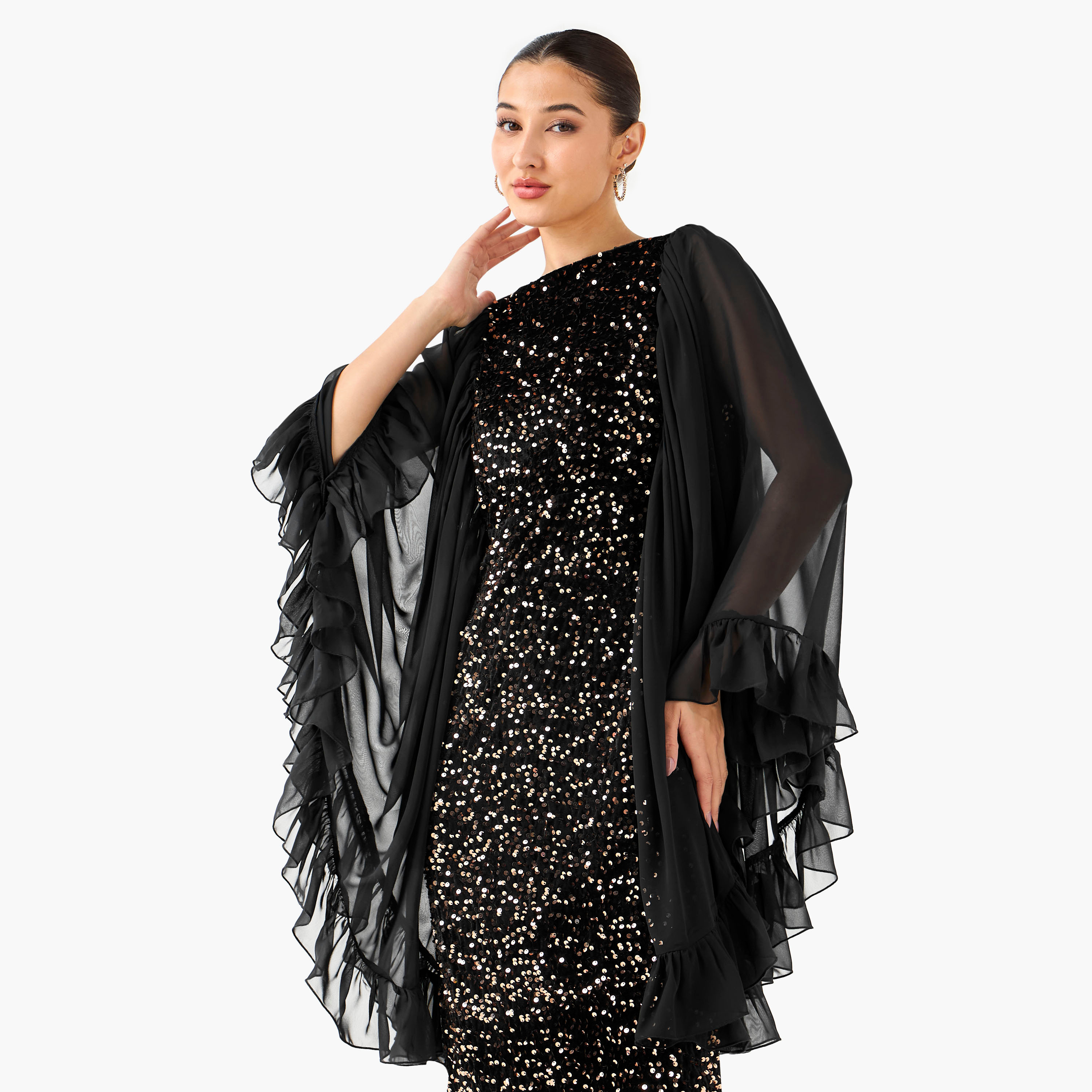 فستان بوليستر ماكسي شيفت مزين مع فتحة من غولدن آبل-women-clothing-dresses-image-4