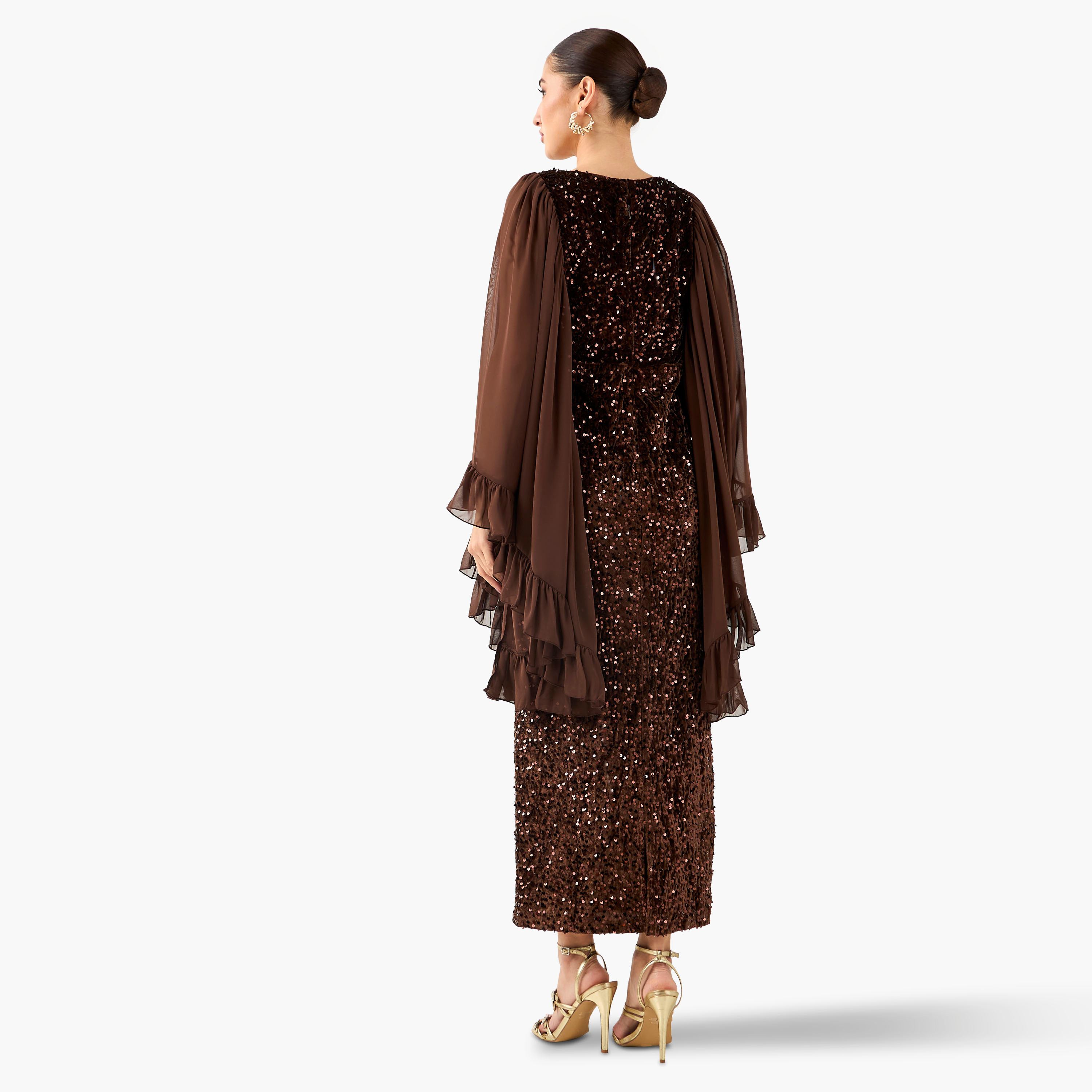 فستان بوليستر ماكسي شيفت مزين مع فتحة من غولدن آبل-women-clothing-dresses-image-9