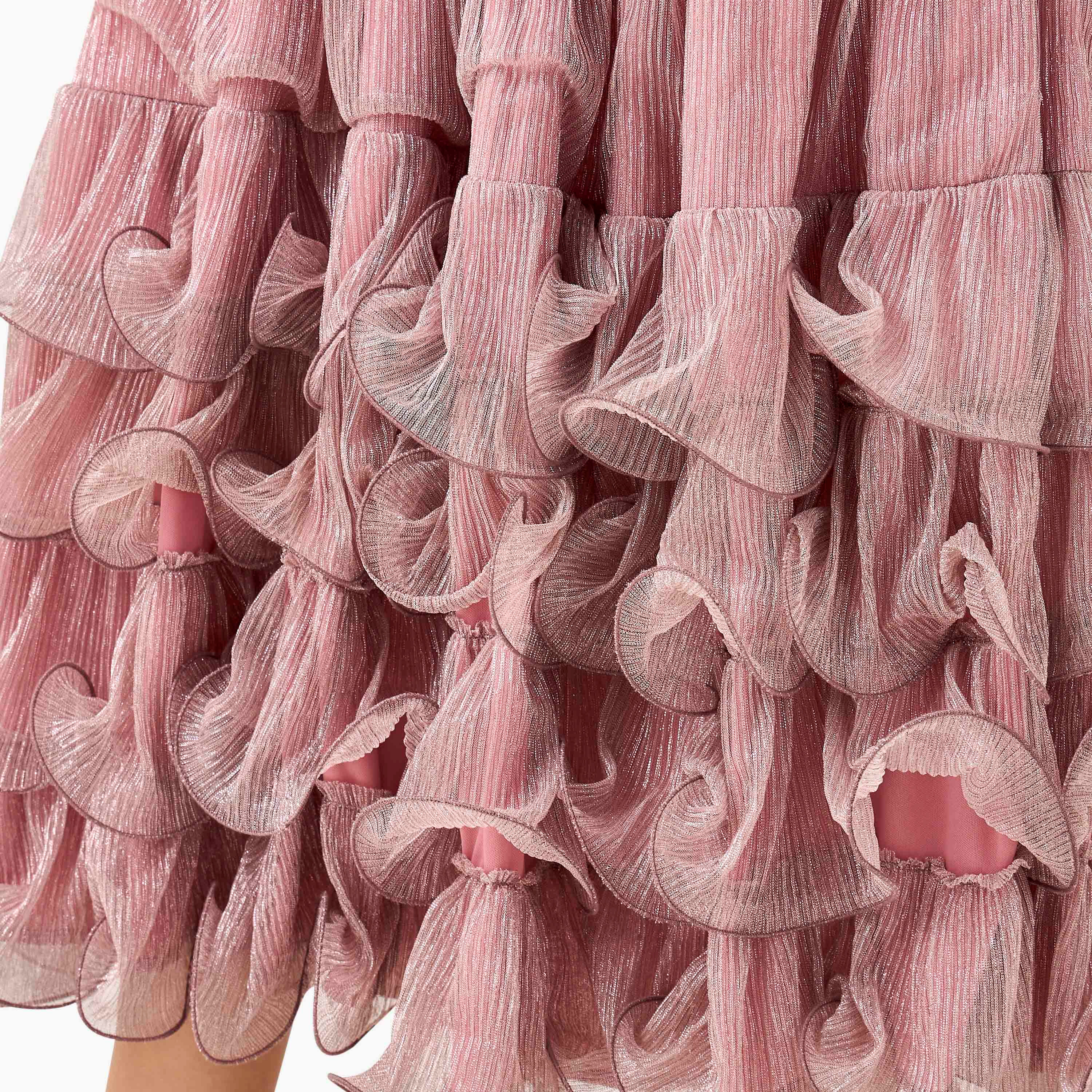 Golden Apple Pleated Maxi Polyester Dress with V-neck-women-clothing-dresses-image-6