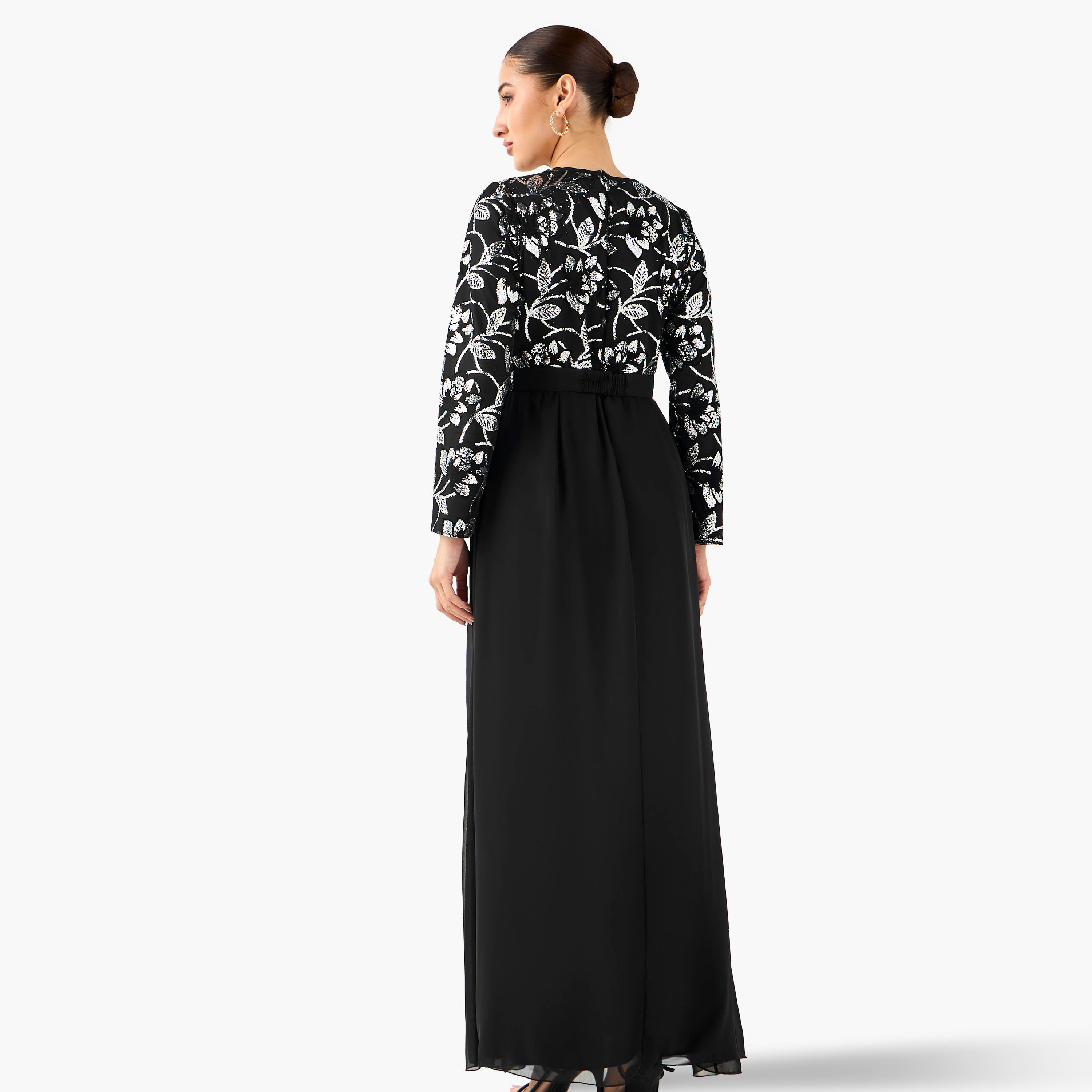 فستان ماكسي بوليستر بكسرات مزين مع فتحة من غولدن آبل-women-clothing-dresses-image-3