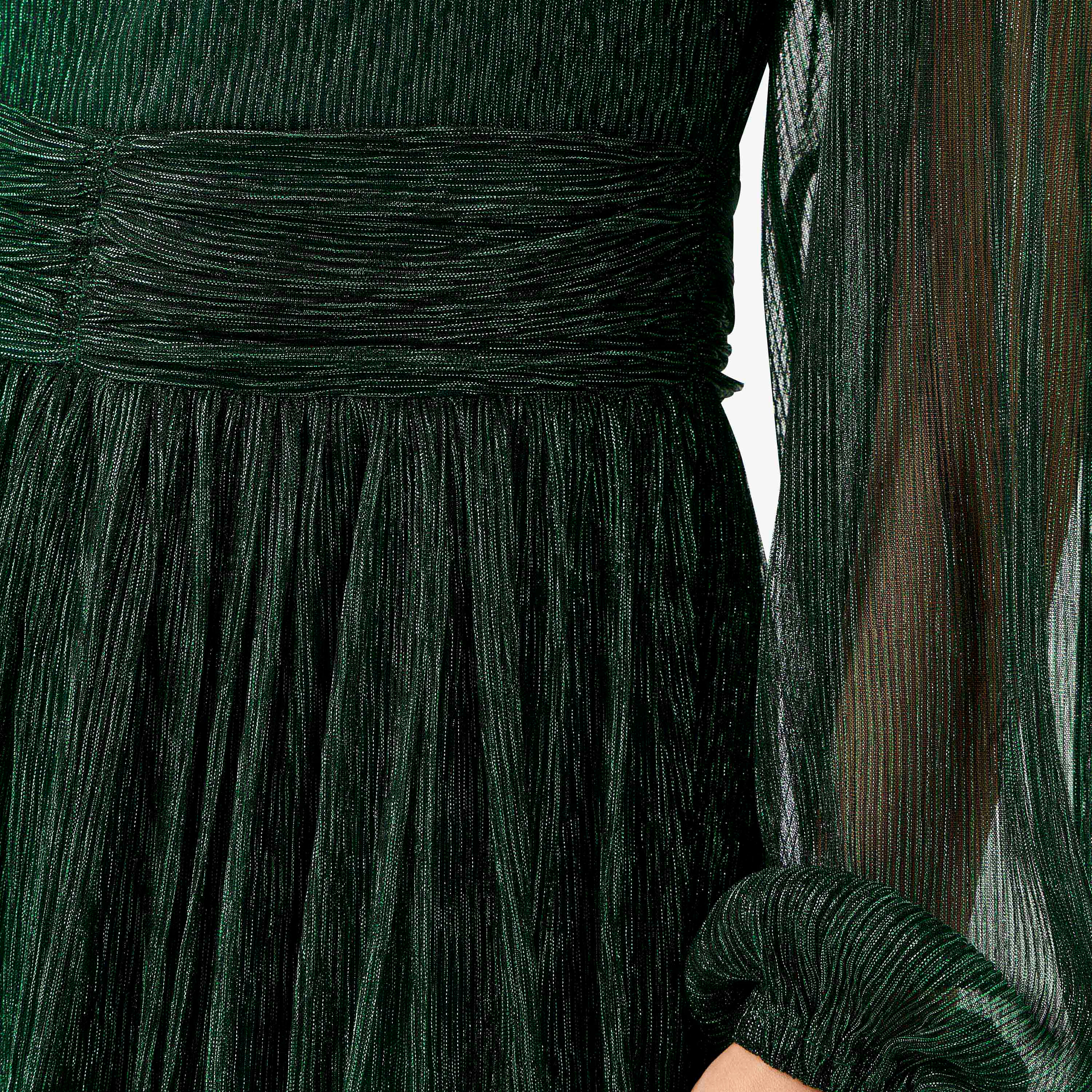 Golden Apple Textured Pleated Maxi Polyester Dress with High Neck-women-clothing-dresses-image-6