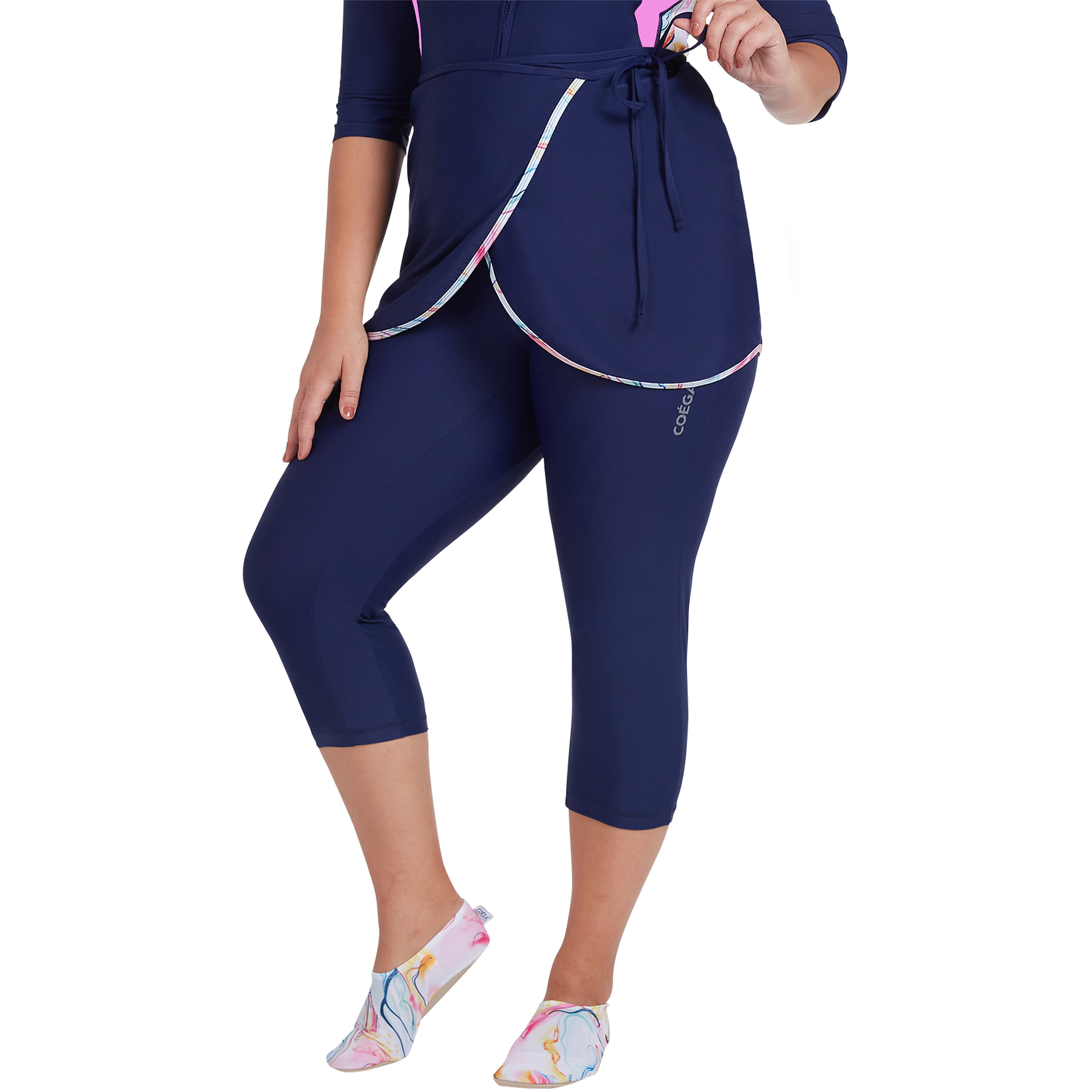 كويغا - لفافة سباحة نسائية باللونين الأزرق والوردي بنقشة الرخام-women-clothing-swimandbeach-swimsuits-image-3