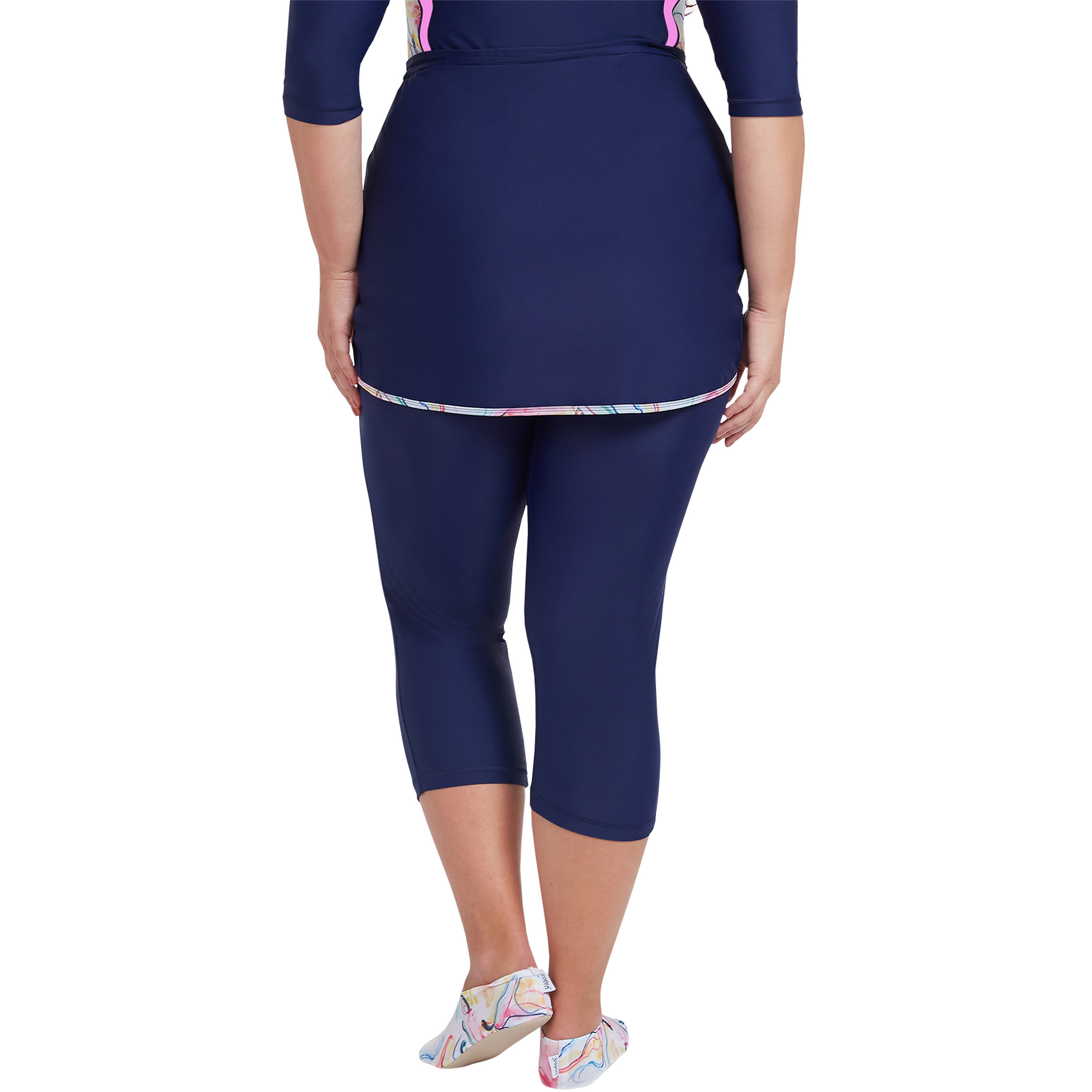 كويغا - لفافة سباحة نسائية باللونين الأزرق والوردي بنقشة الرخام-women-clothing-swimandbeach-swimsuits-image-4