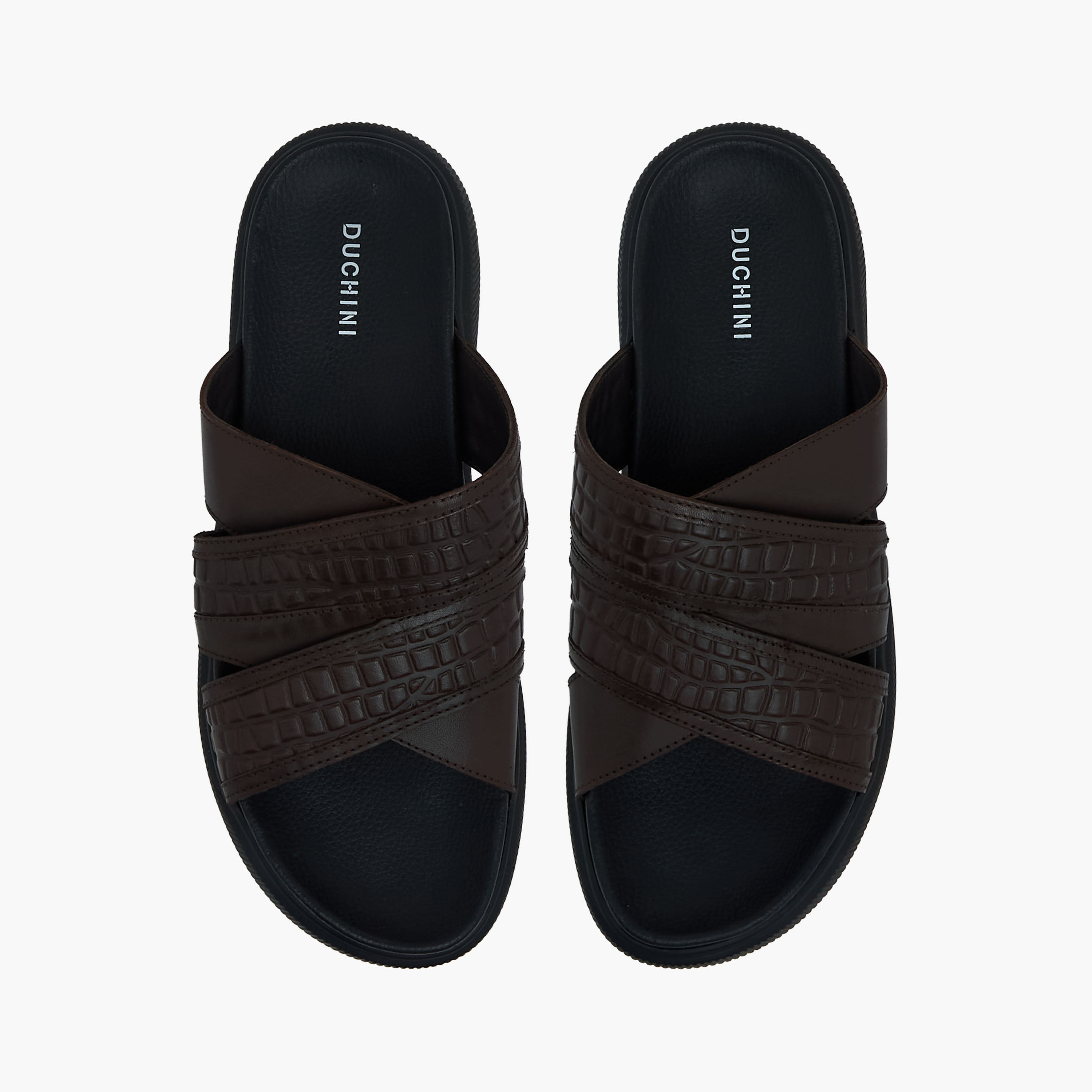 Duchini Men Leather Cross Strap Sandals-men-shoes-sandals-image-1