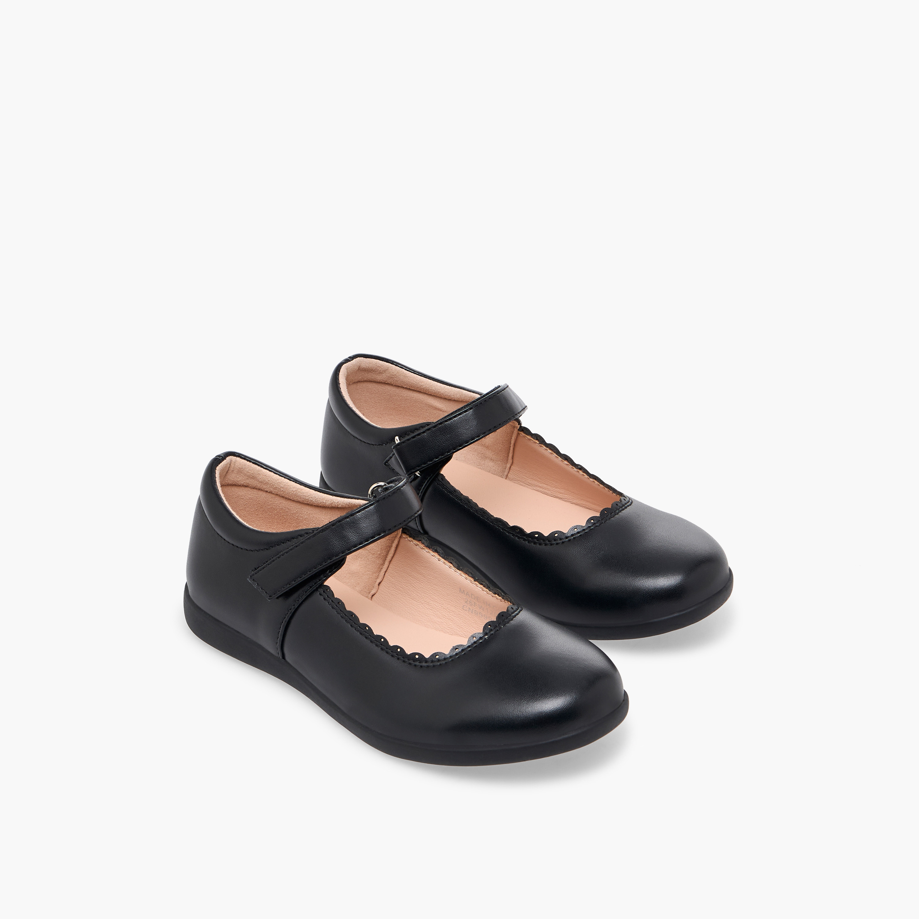 حذاء مدرسي بتفاصيل حواف متموجة وشريط إغلاق لاصق للبنات من فلورا بيلا-girls-shoes-maryjanes-image-1