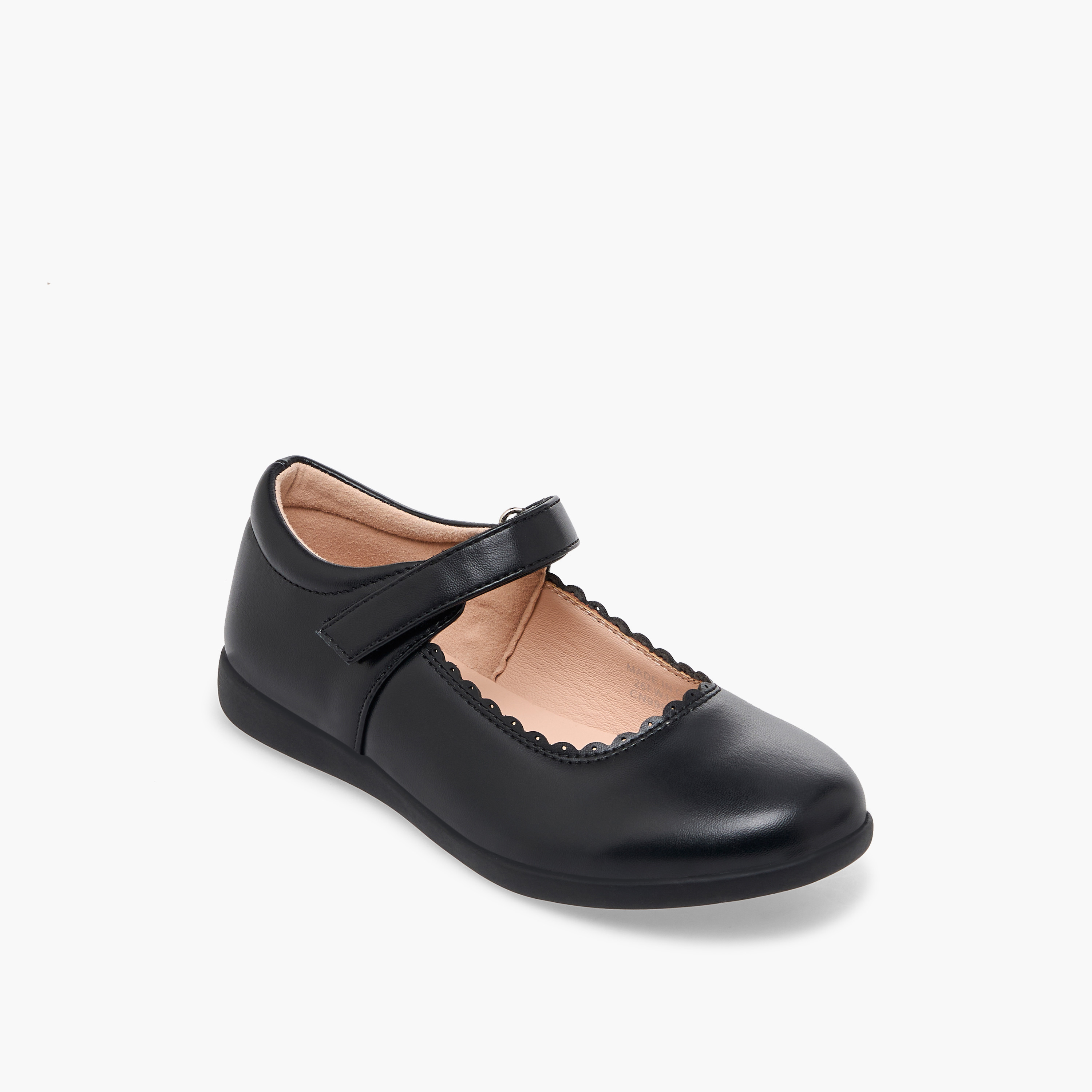 حذاء مدرسي بتفاصيل حواف متموجة وشريط إغلاق لاصق للبنات من فلورا بيلا-girls-shoes-maryjanes-image-2
