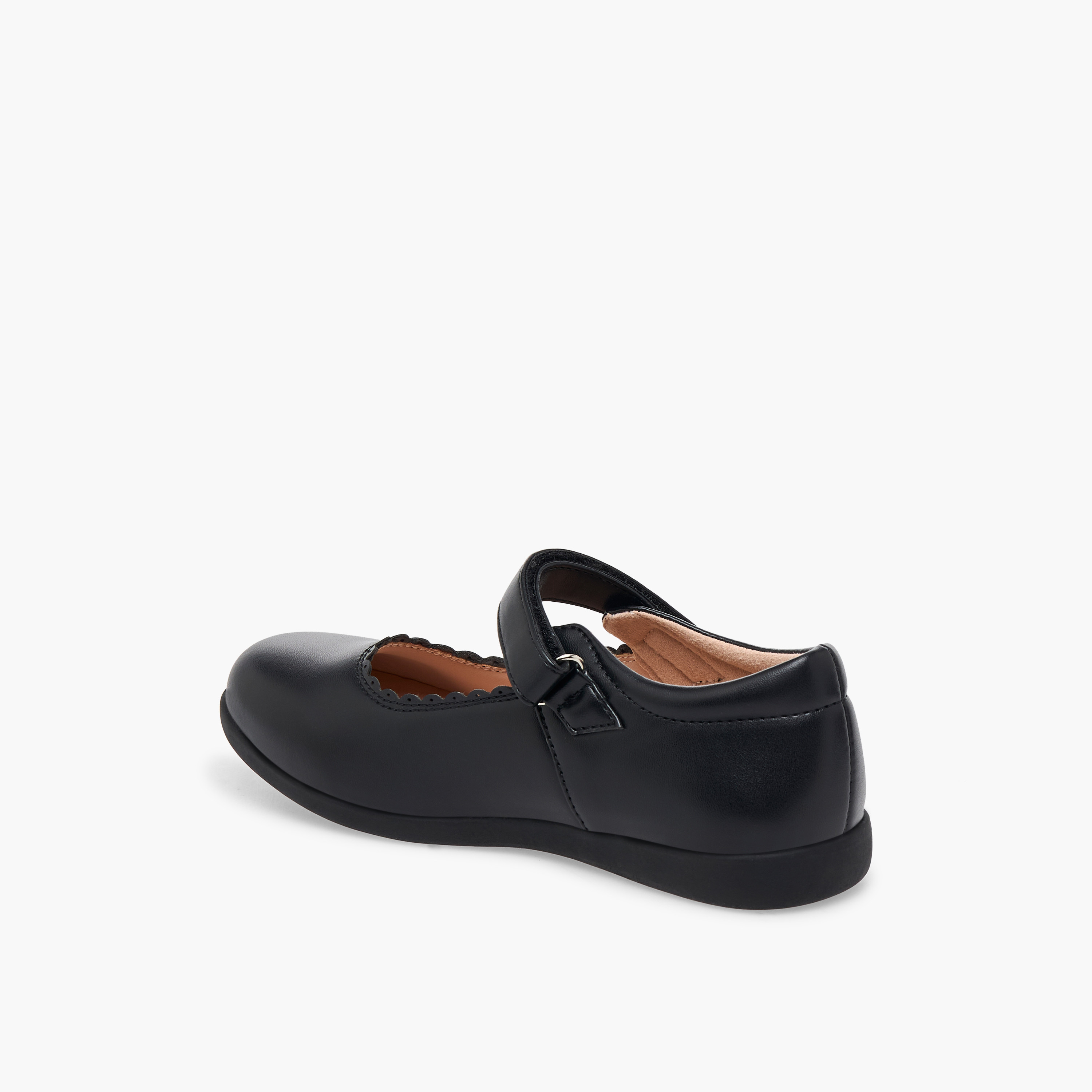 حذاء مدرسي بتفاصيل حواف متموجة وشريط إغلاق لاصق للبنات من فلورا بيلا-girls-shoes-maryjanes-image-5