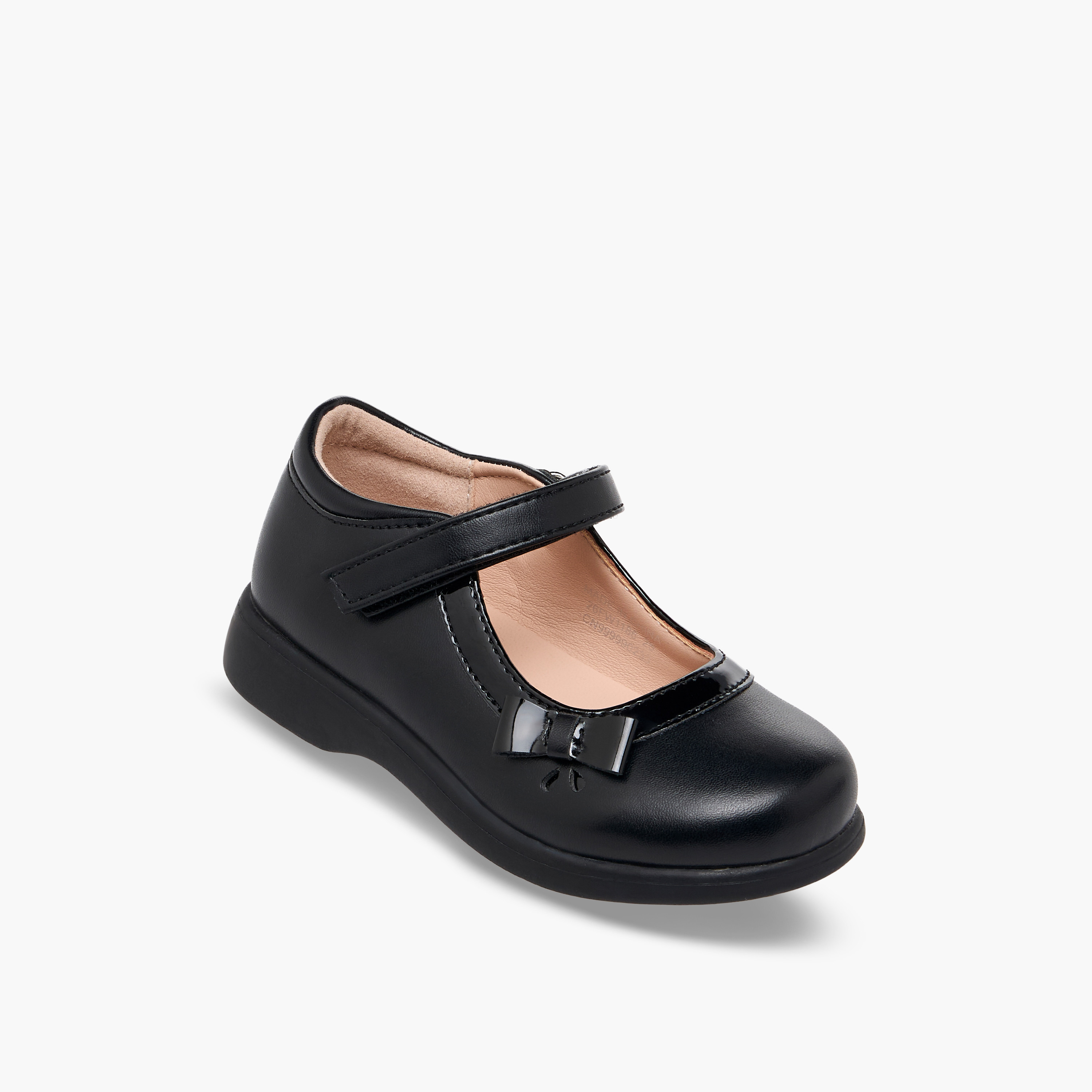 حذاء ماري جين مدرسي بشريط إغلاق لاصق بتفاصيل فيونكة للبنات من فلورا بيلا-girls-shoes-maryjanes-image-2