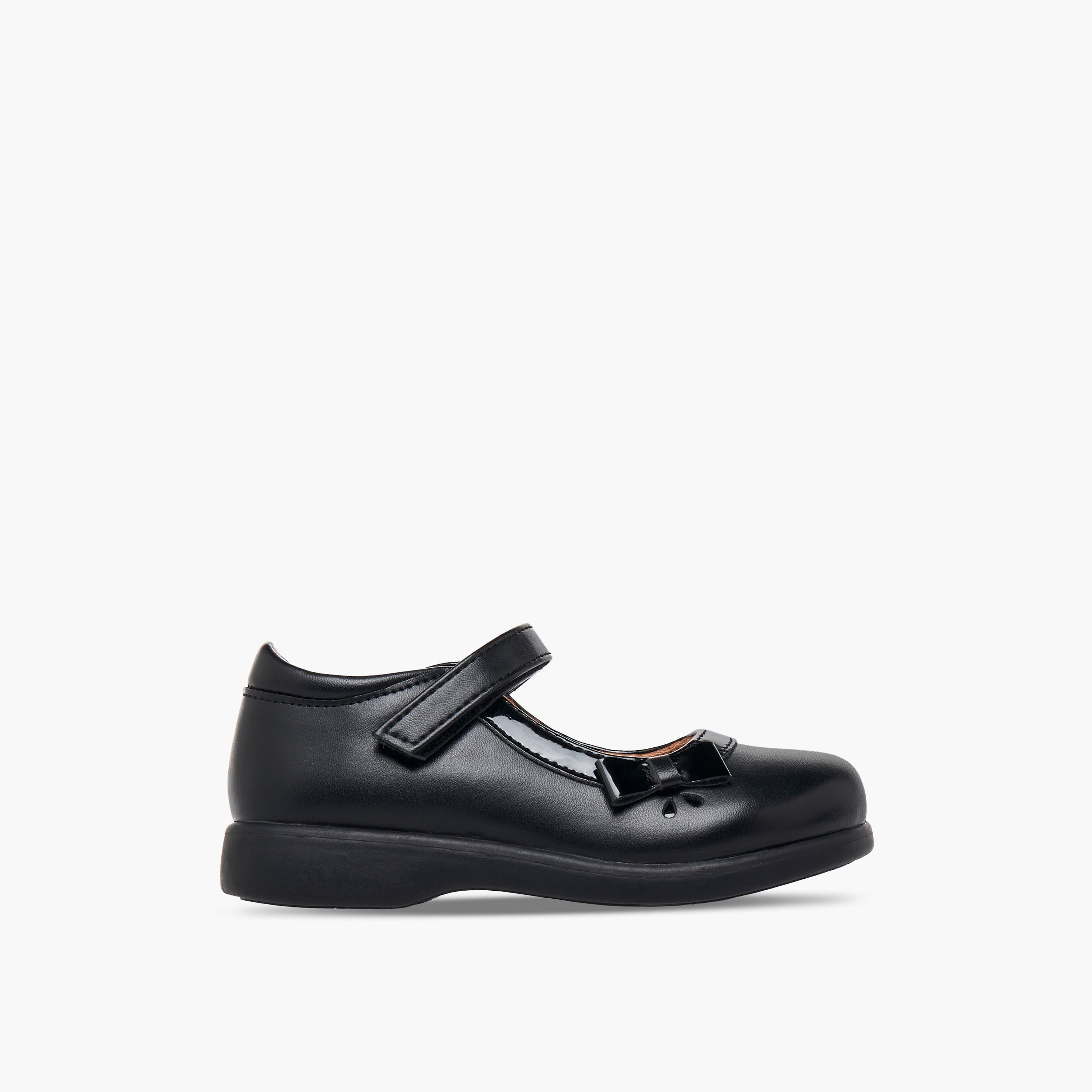 حذاء ماري جين مدرسي بشريط إغلاق لاصق بتفاصيل فيونكة للبنات من فلورا بيلا-girls-shoes-maryjanes-image-3