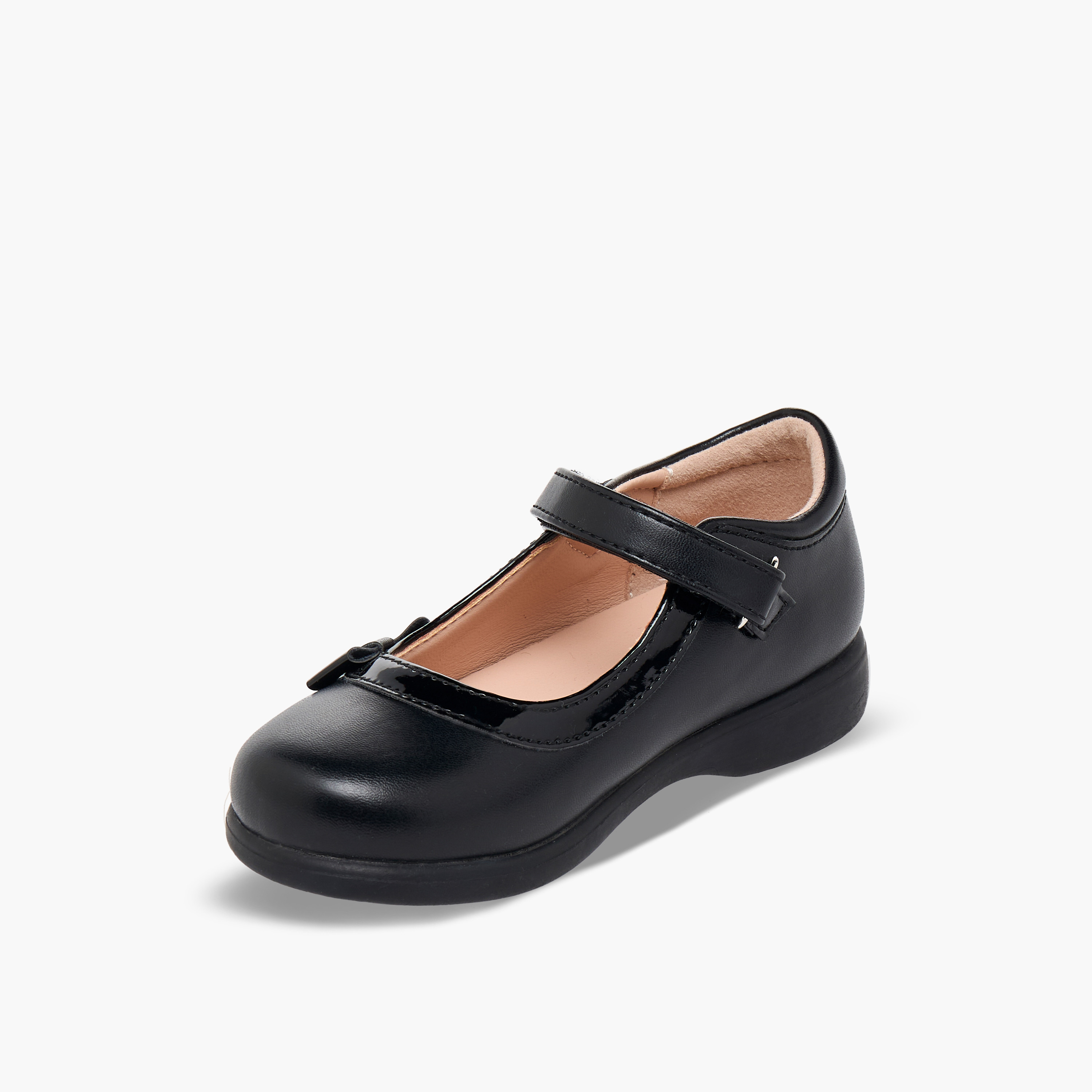 حذاء ماري جين مدرسي بشريط إغلاق لاصق بتفاصيل فيونكة للبنات من فلورا بيلا-girls-shoes-maryjanes-image-4
