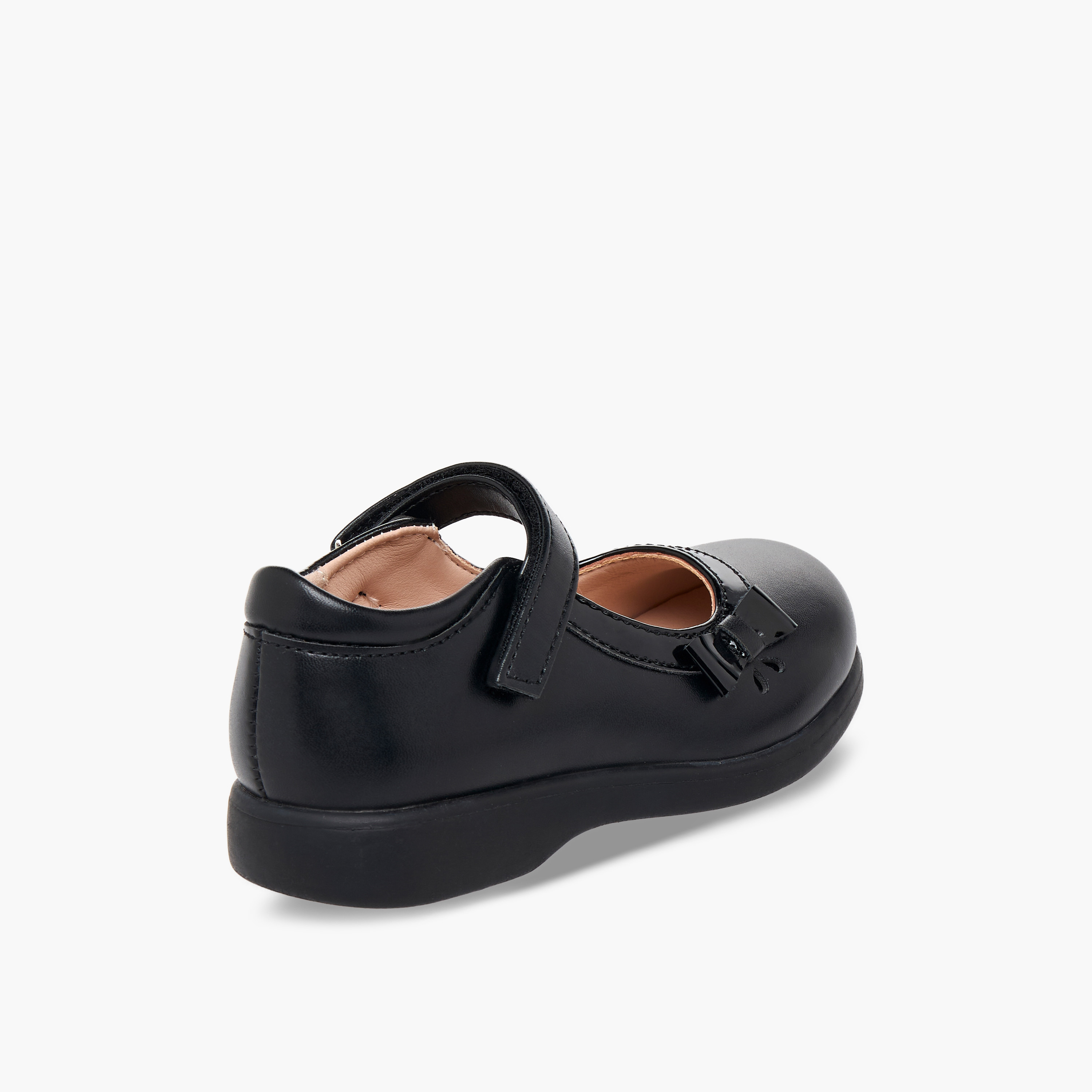 حذاء ماري جين مدرسي بشريط إغلاق لاصق بتفاصيل فيونكة للبنات من فلورا بيلا-girls-shoes-maryjanes-image-6
