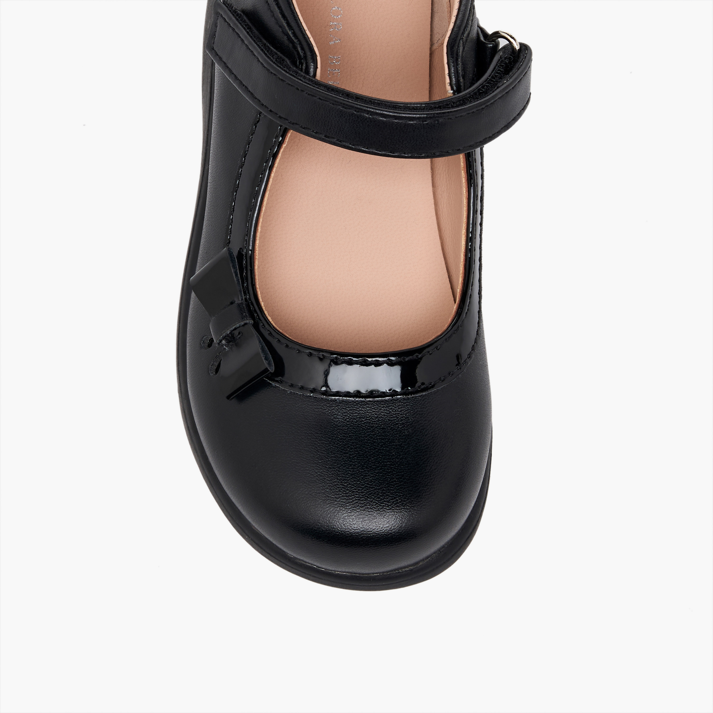 حذاء ماري جين مدرسي بشريط إغلاق لاصق بتفاصيل فيونكة للبنات من فلورا بيلا-girls-shoes-maryjanes-image-7