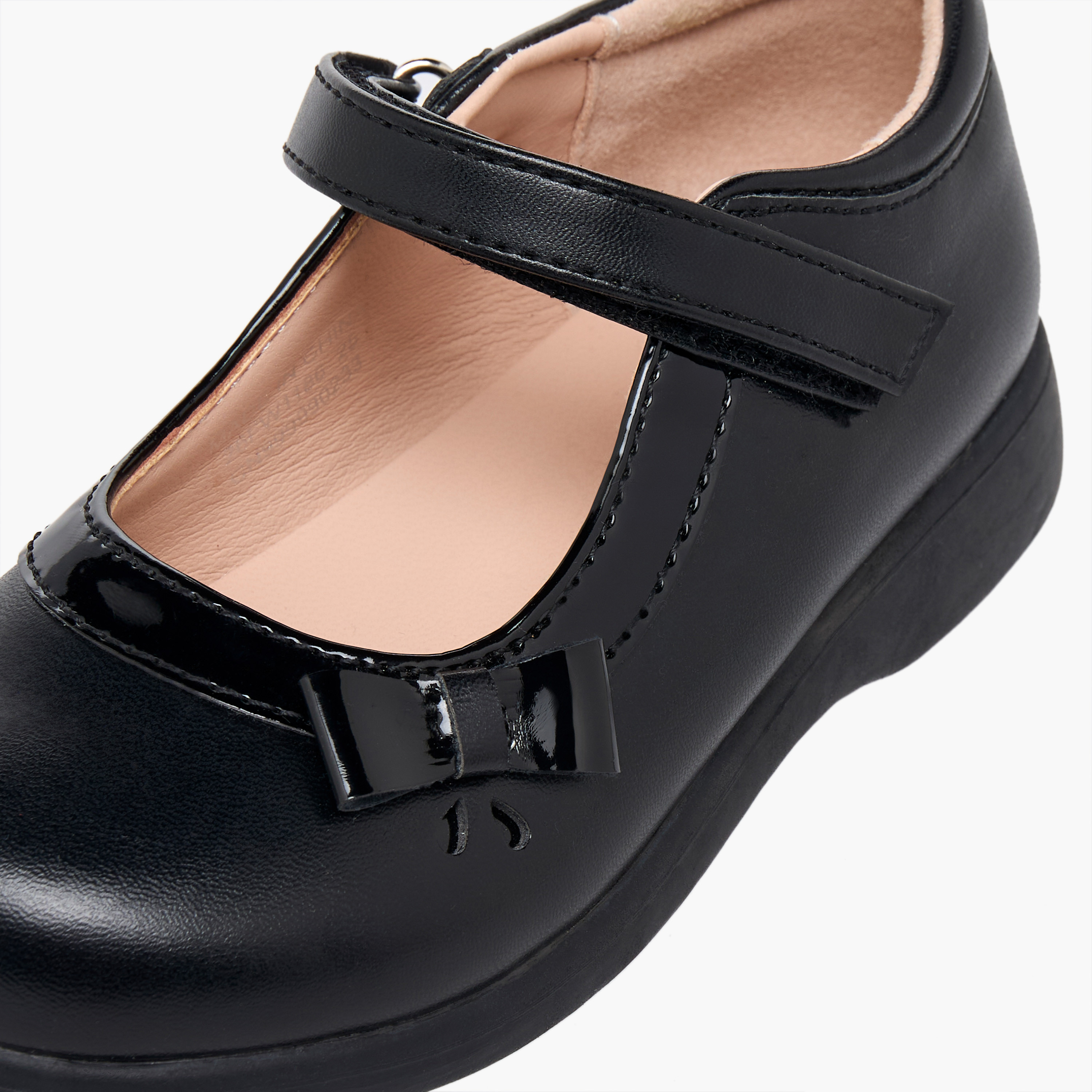 حذاء ماري جين مدرسي بشريط إغلاق لاصق بتفاصيل فيونكة للبنات من فلورا بيلا-girls-shoes-maryjanes-image-8