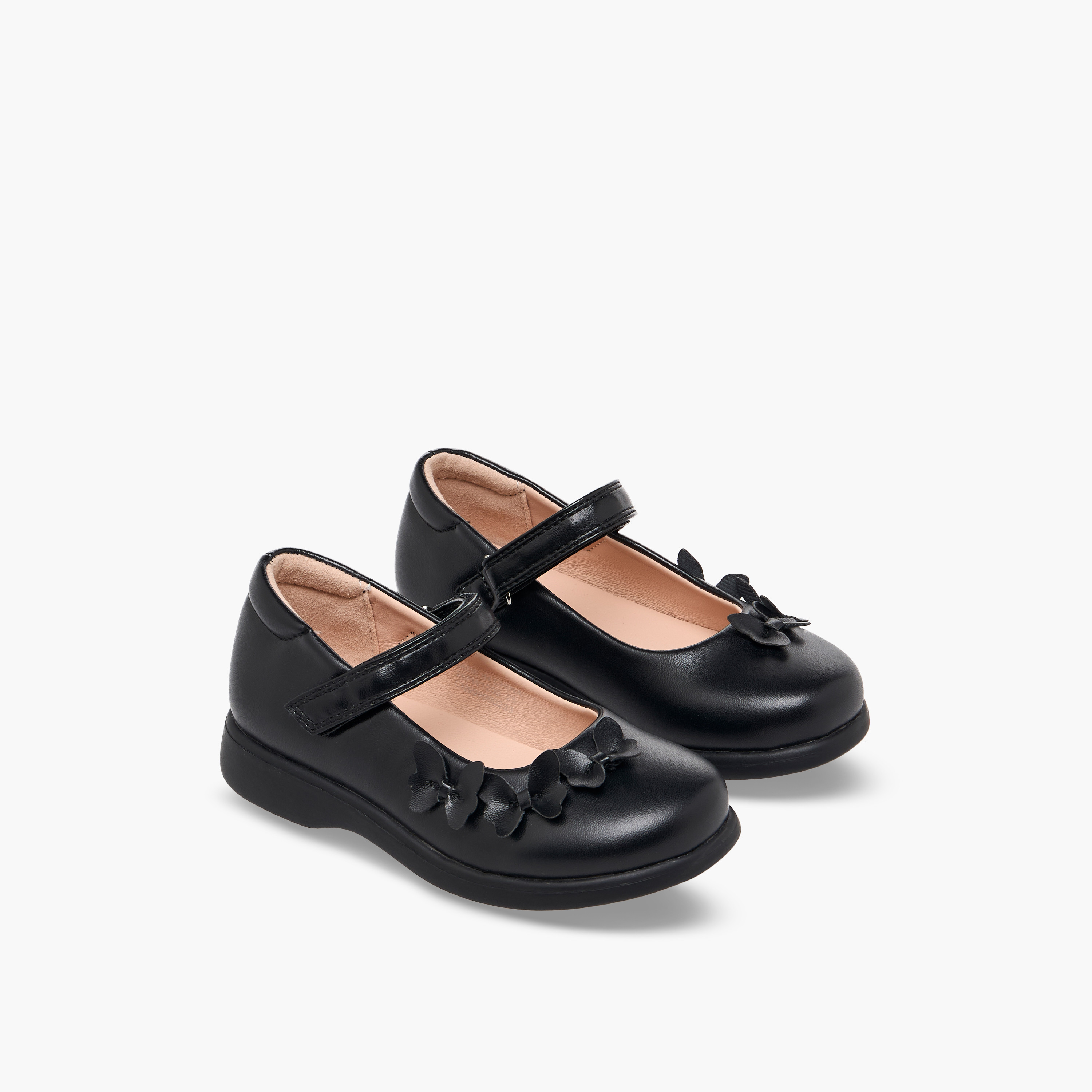 حذاء مدرسي بشريط إغلاق لاصق وتفاصيل فراشات للبنات من فلورا بيلا-girls-shoes-maryjanes-image-1
