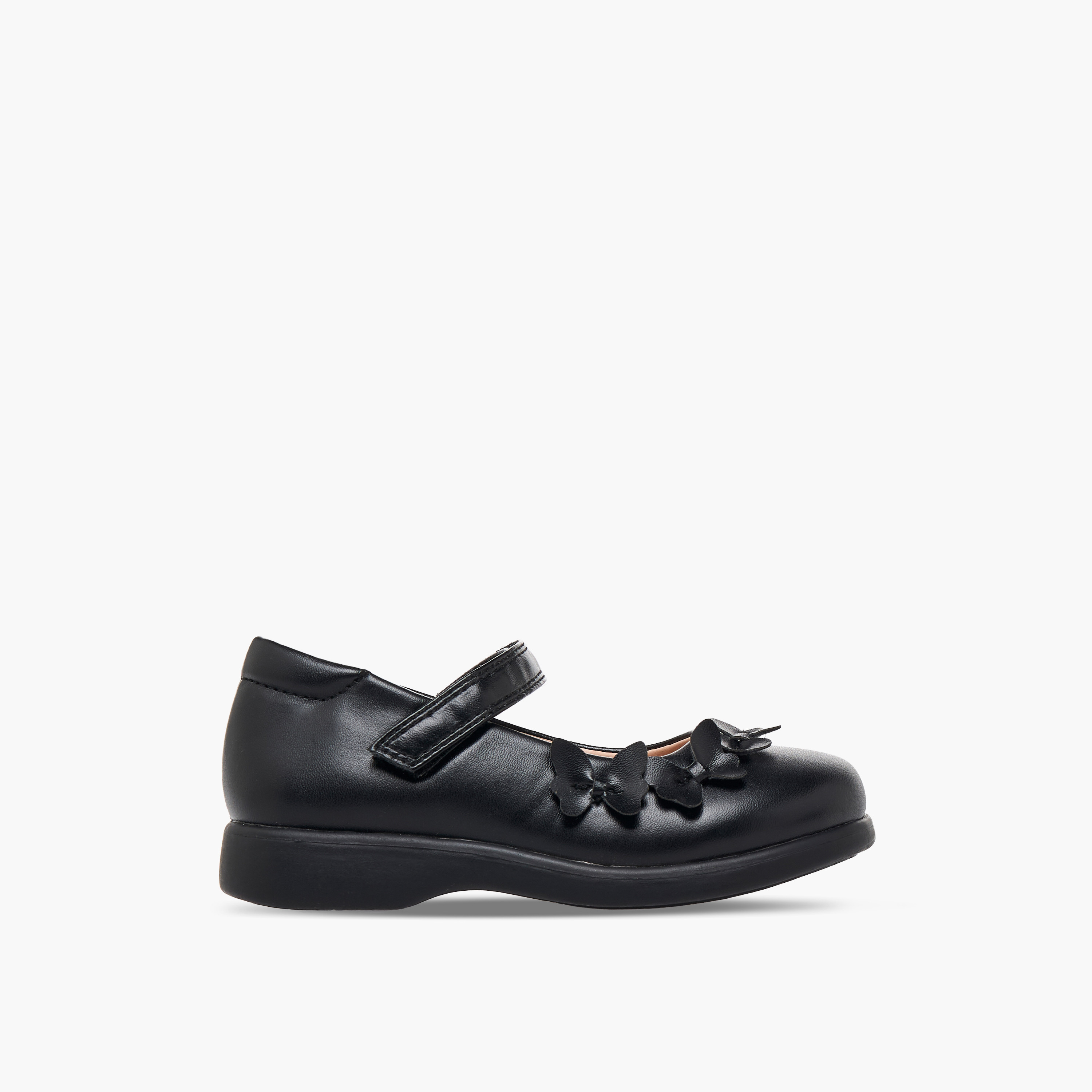حذاء مدرسي بشريط إغلاق لاصق وتفاصيل فراشات للبنات من فلورا بيلا-girls-shoes-maryjanes-image-3