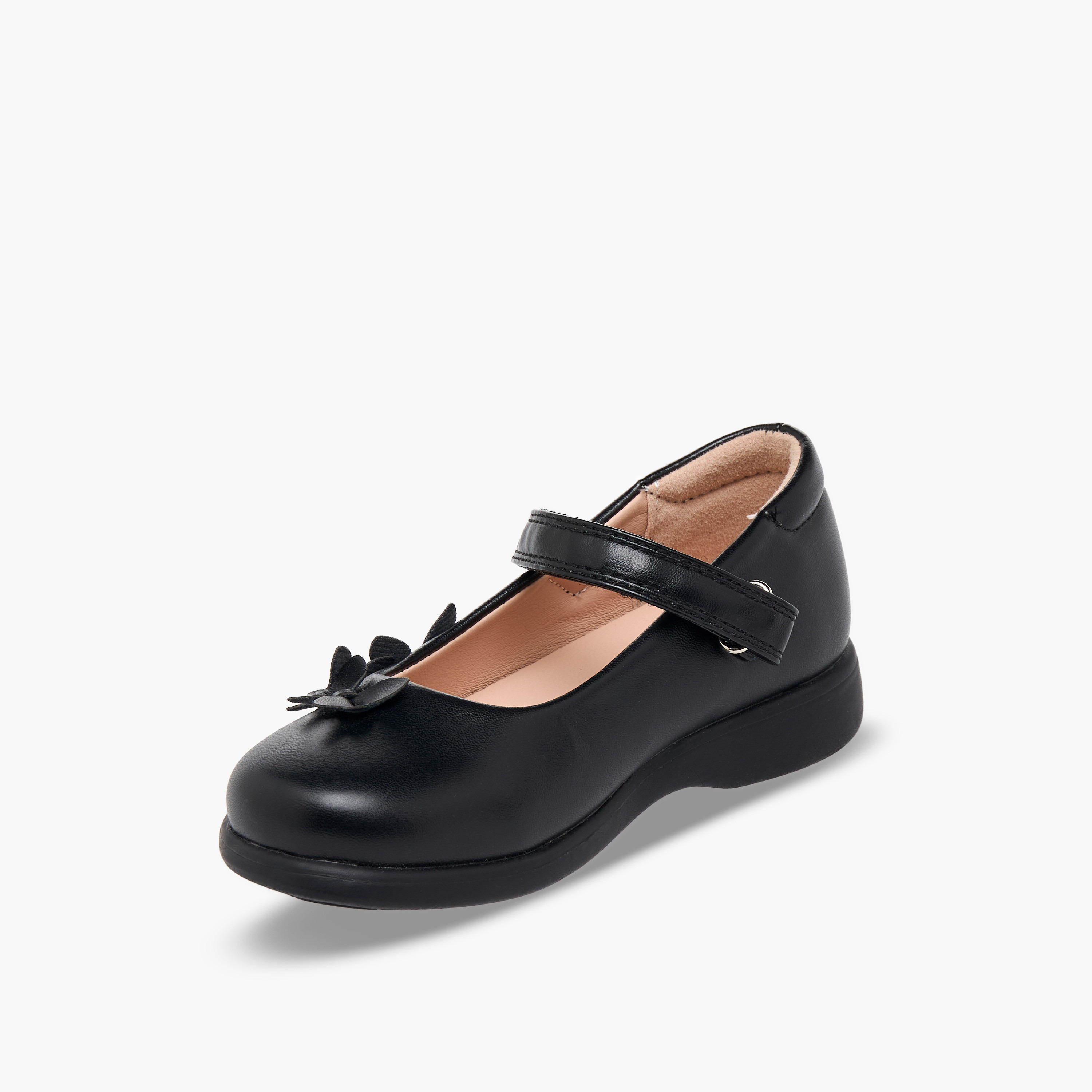 حذاء مدرسي بشريط إغلاق لاصق وتفاصيل فراشات للبنات من فلورا بيلا-girls-shoes-maryjanes-image-4