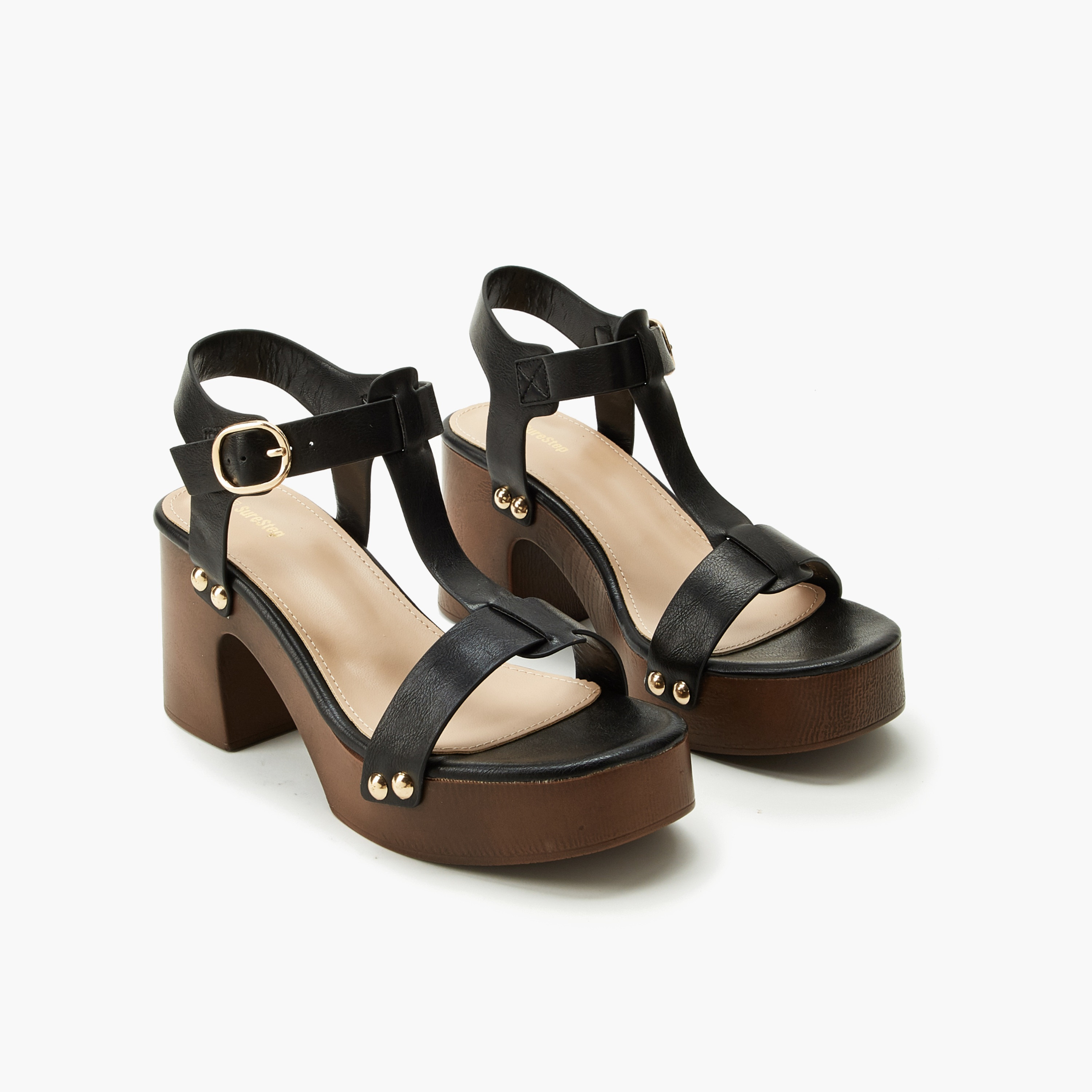 صندل للنساء بارز الملمس بكعب عريض من شورستيب-women-shoes-sandals-heeled-image-1
