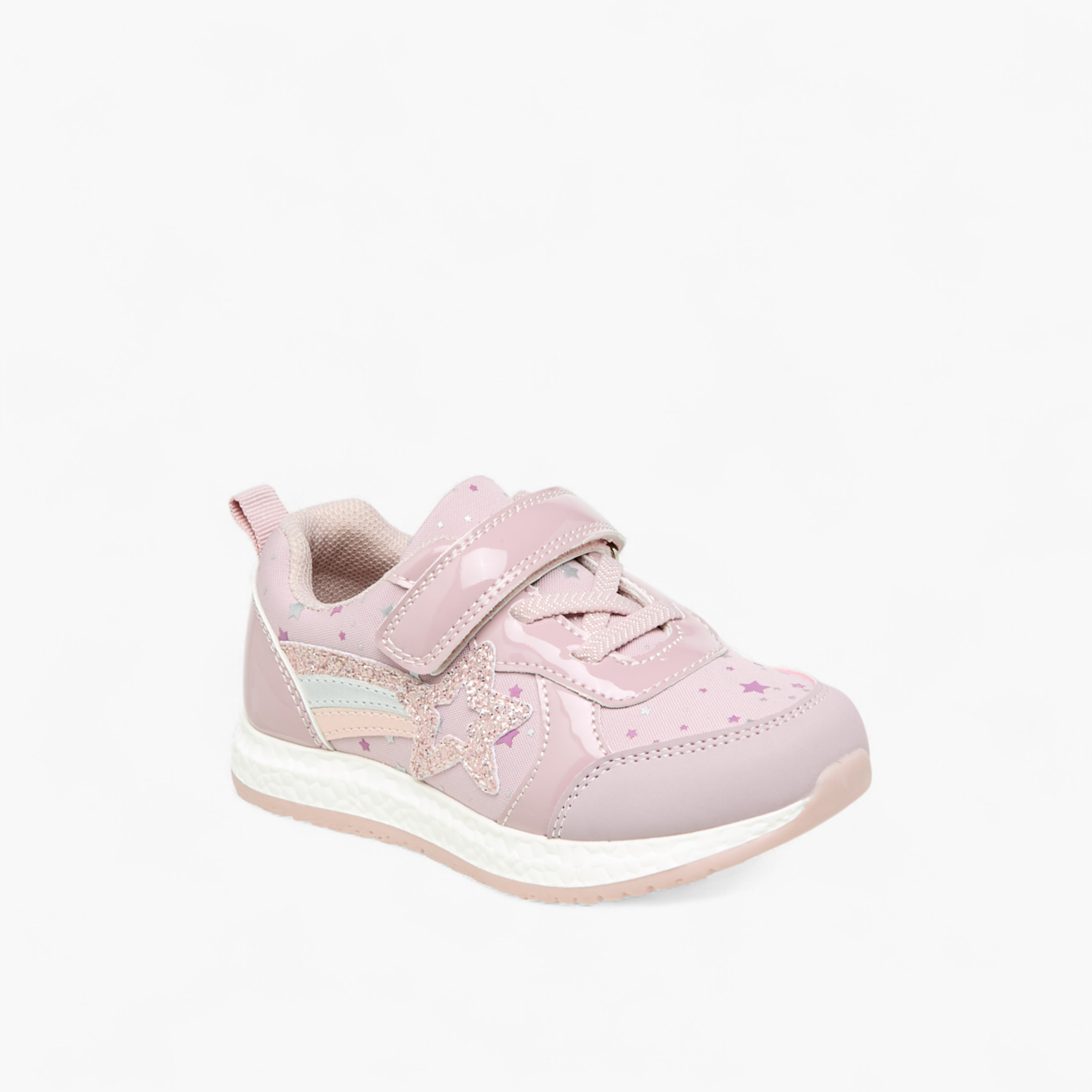 Flora Bella Embellished Star Applique Sneakers with Hook and Loop Closure-girls-shoes-sneakers-image-2