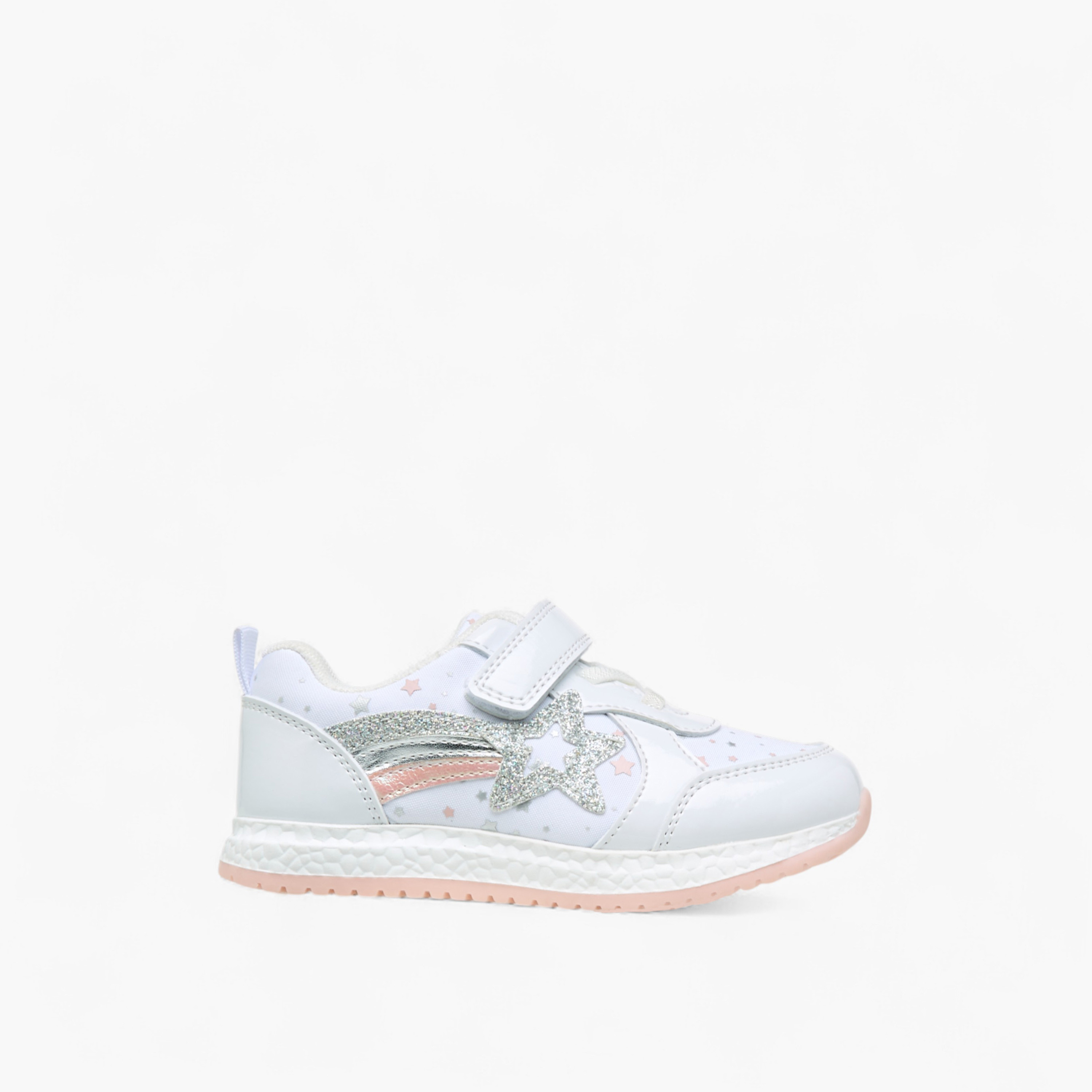 Flora Bella Embellished Star Applique Sneakers with Hook and Loop Closure-girls-shoes-sneakers-image-3