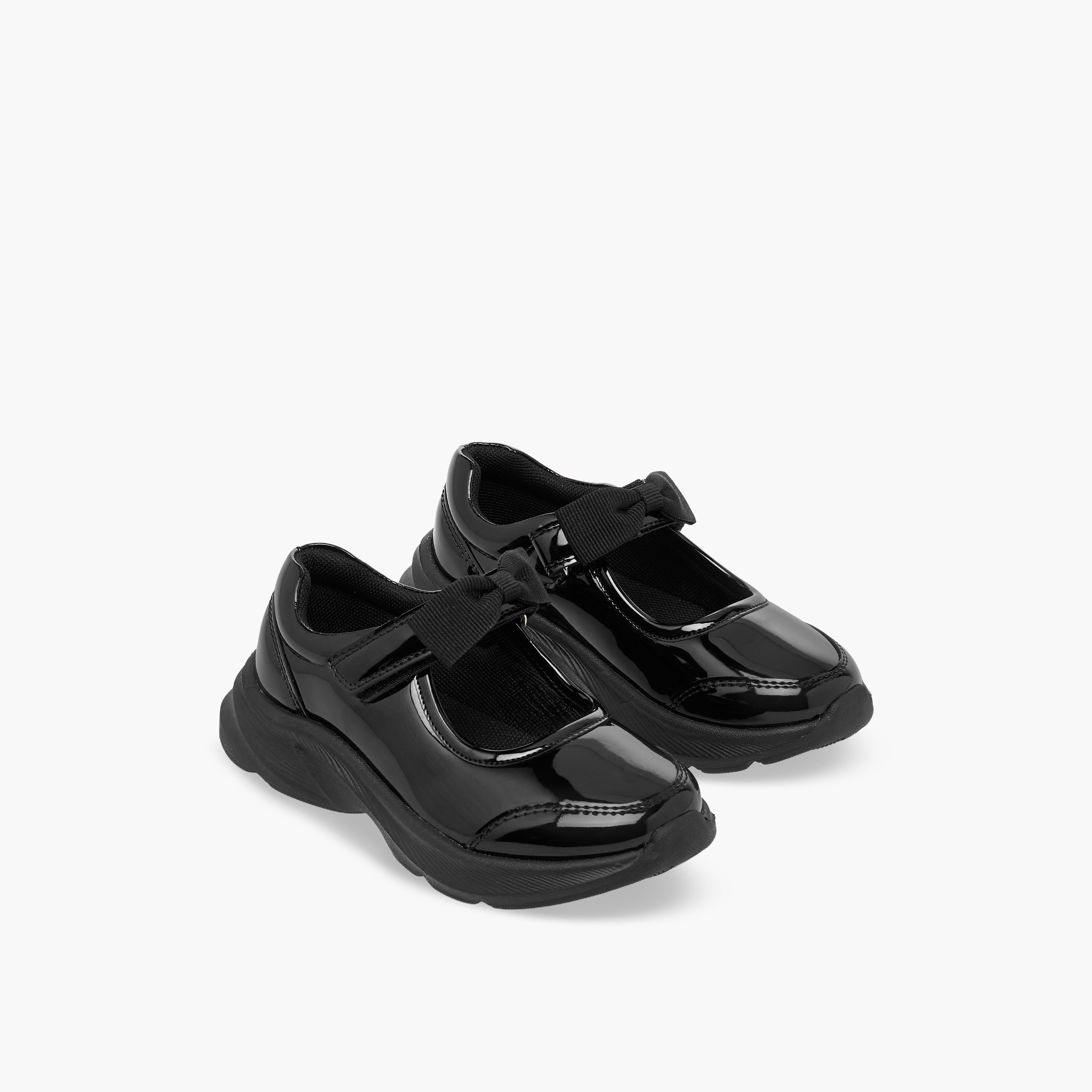 حذاء مدرسي بفيونكة وشريط إغلاق للبنات من فلورا بيلا-girls-shoes-maryjanes-image-1