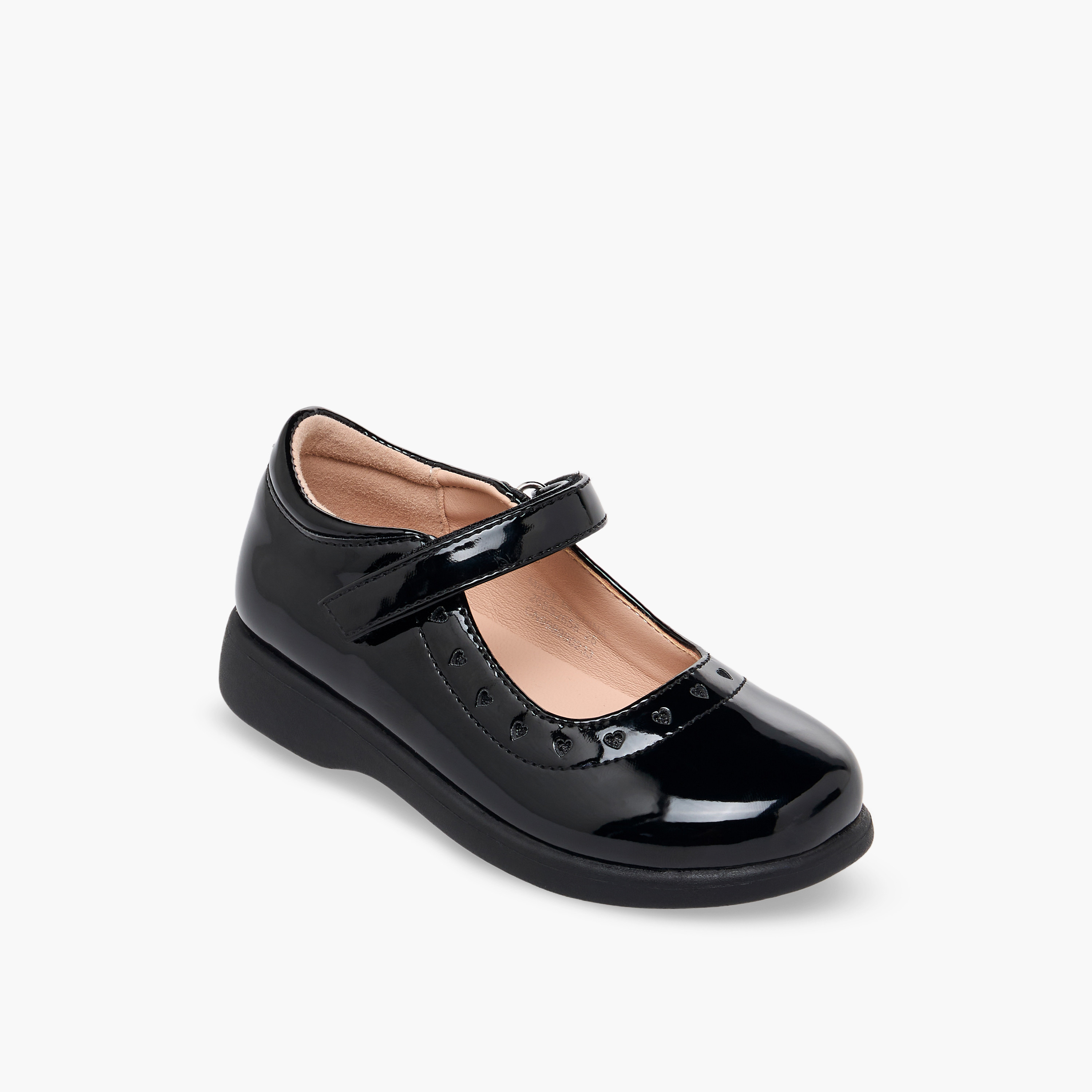 Flora Bella Girls Heart Detail Hook & Loop School Shoes-girls-shoes-maryjanes-image-2