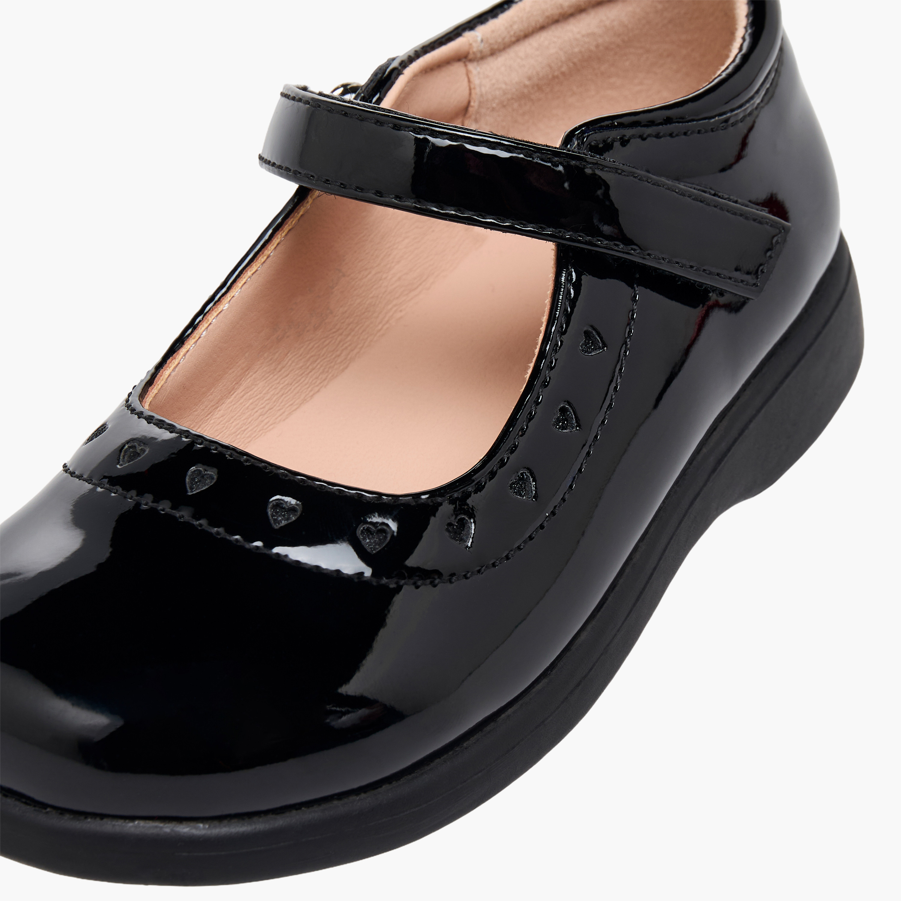 Flora Bella Girls Heart Detail Hook & Loop School Shoes-girls-shoes-maryjanes-image-8