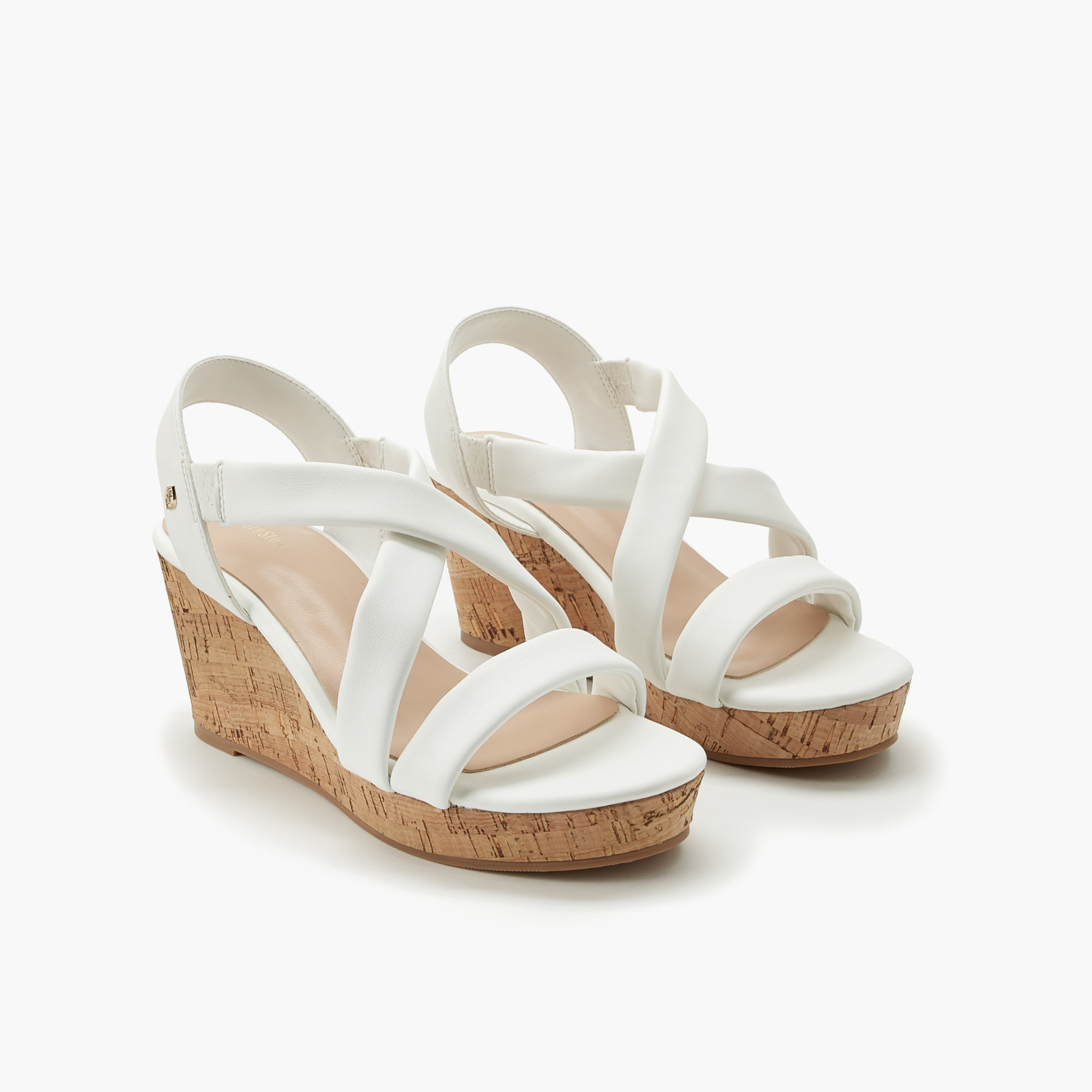 صندل للنساء بكعب ويدج وسيور متقاطعة من شور ستيب-women-shoes-sandals-heeled-image-1