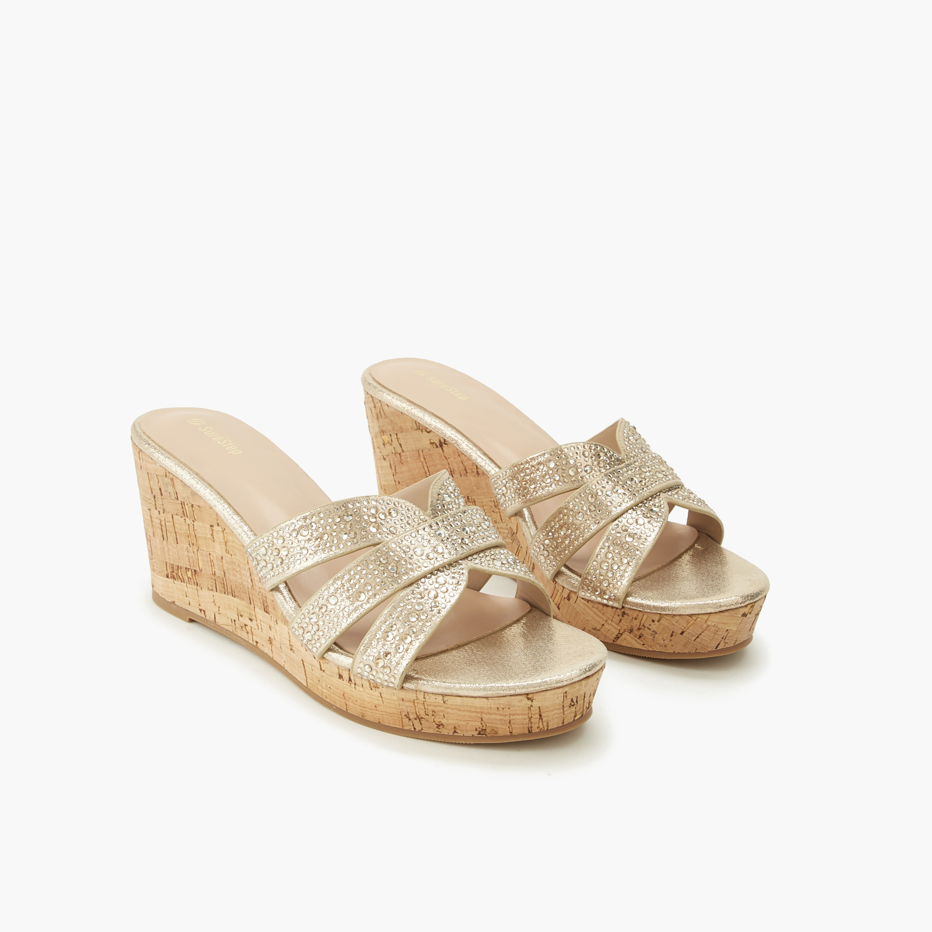 Surestep Women Embellished Wedge Heel Sandals-women-shoes-sandals-heeled-image-1
