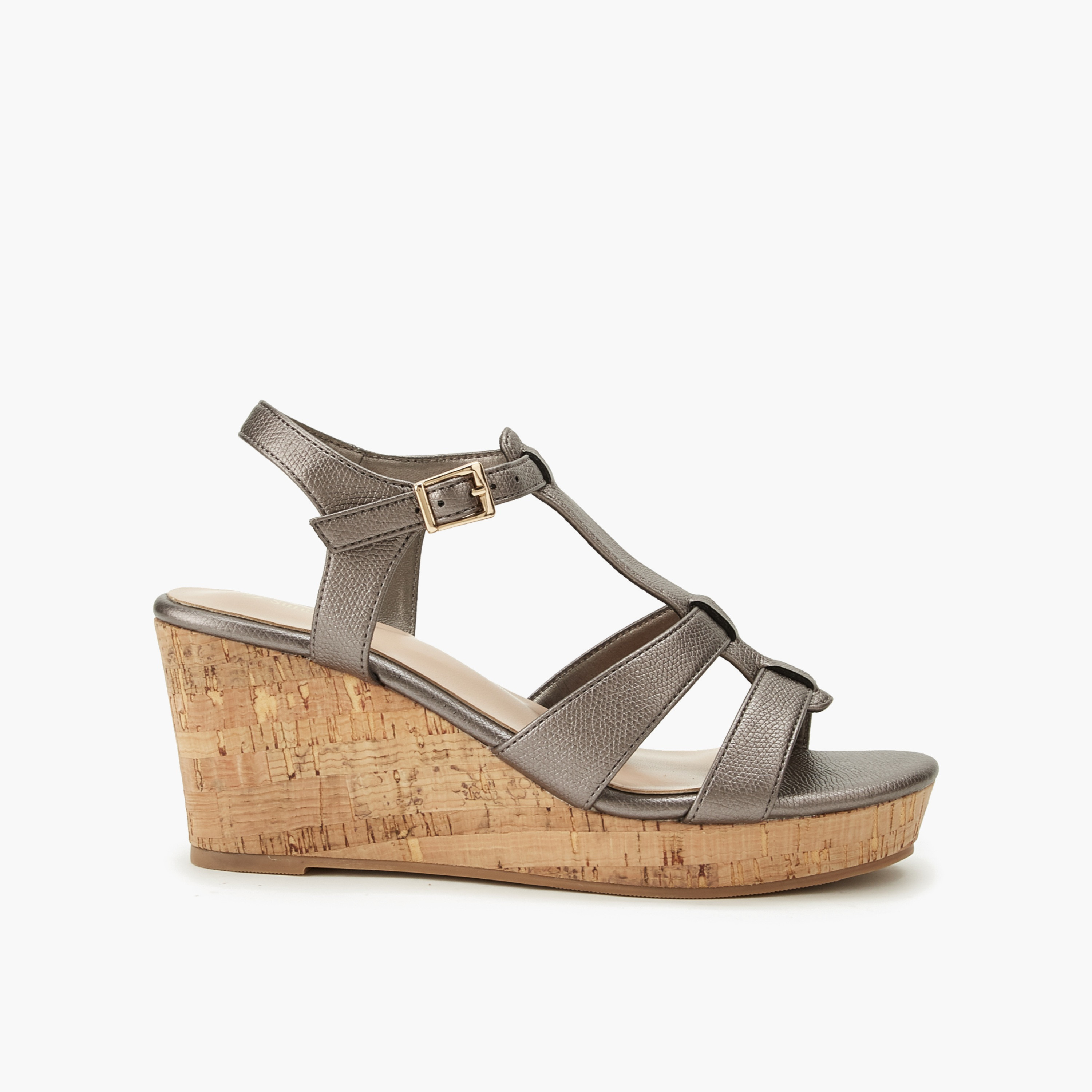 صندل ويدج للنساء بارز الملمس من شور ستيب-women-shoes-sandals-heeled-image-3