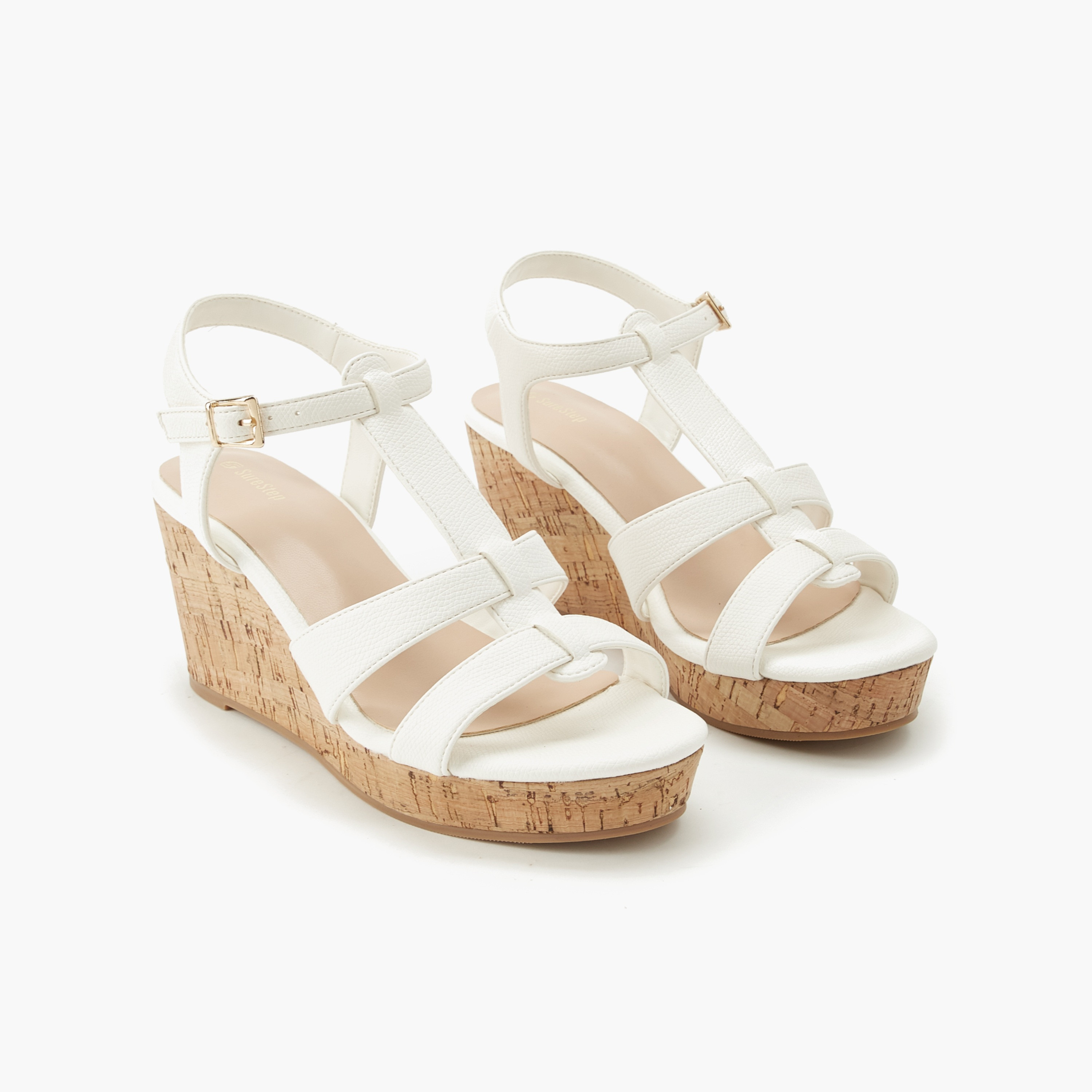 صندل ويدج للنساء بارز الملمس من شور ستيب-women-shoes-sandals-heeled-image-1
