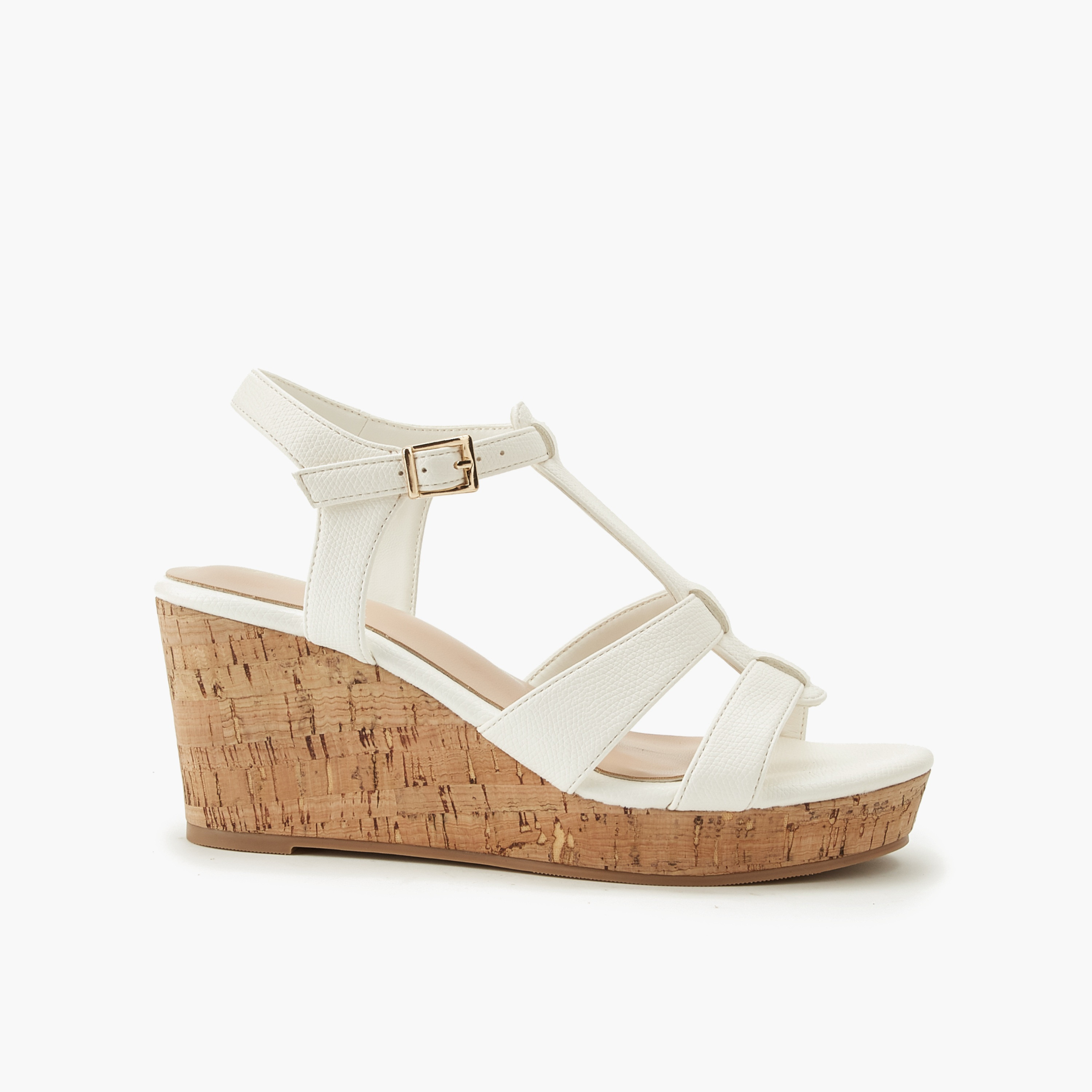 صندل ويدج للنساء بارز الملمس من شور ستيب-women-shoes-sandals-heeled-image-3