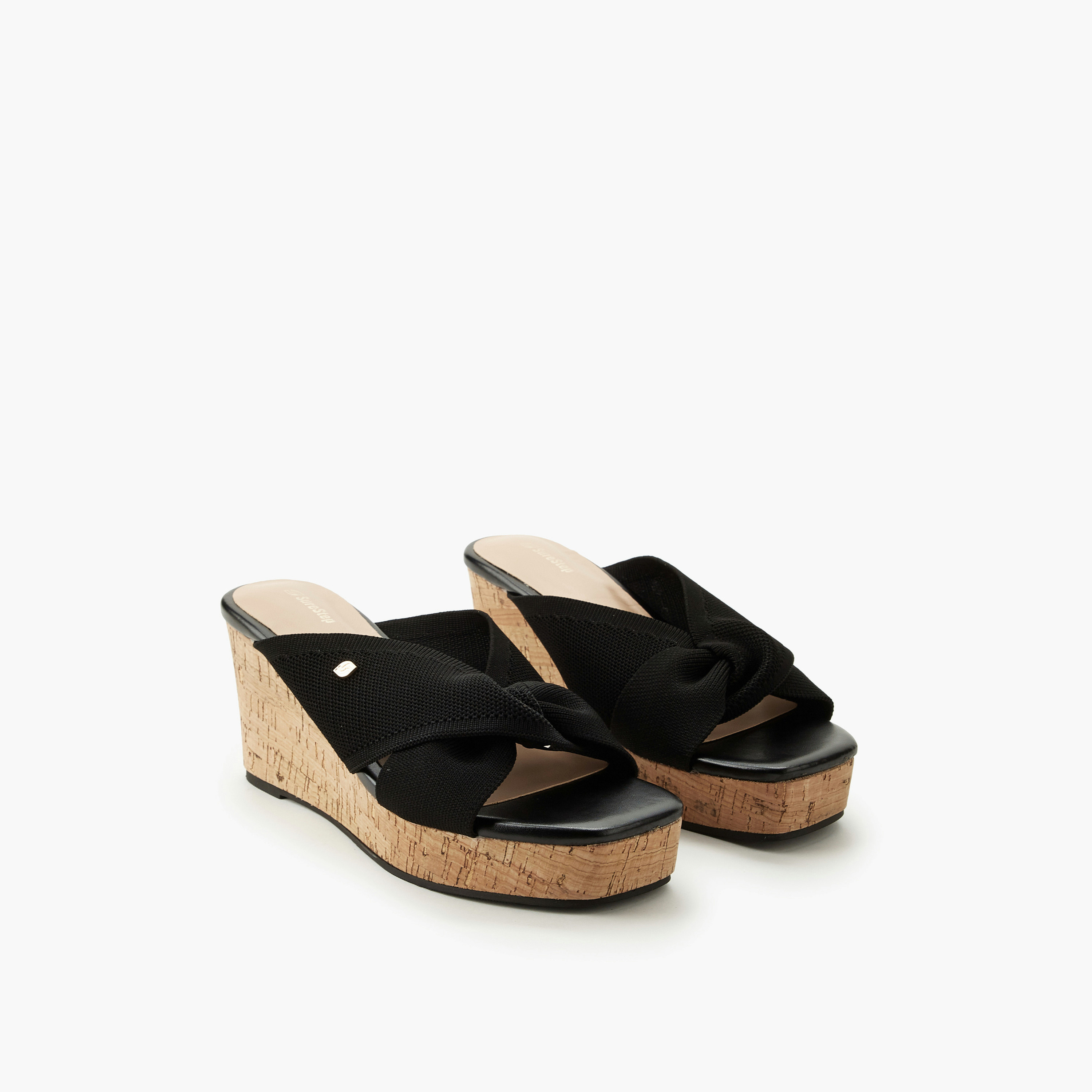 Surestep Women Textured Wedge Heel Sandals-women-shoes-sandals-heeled-image-1