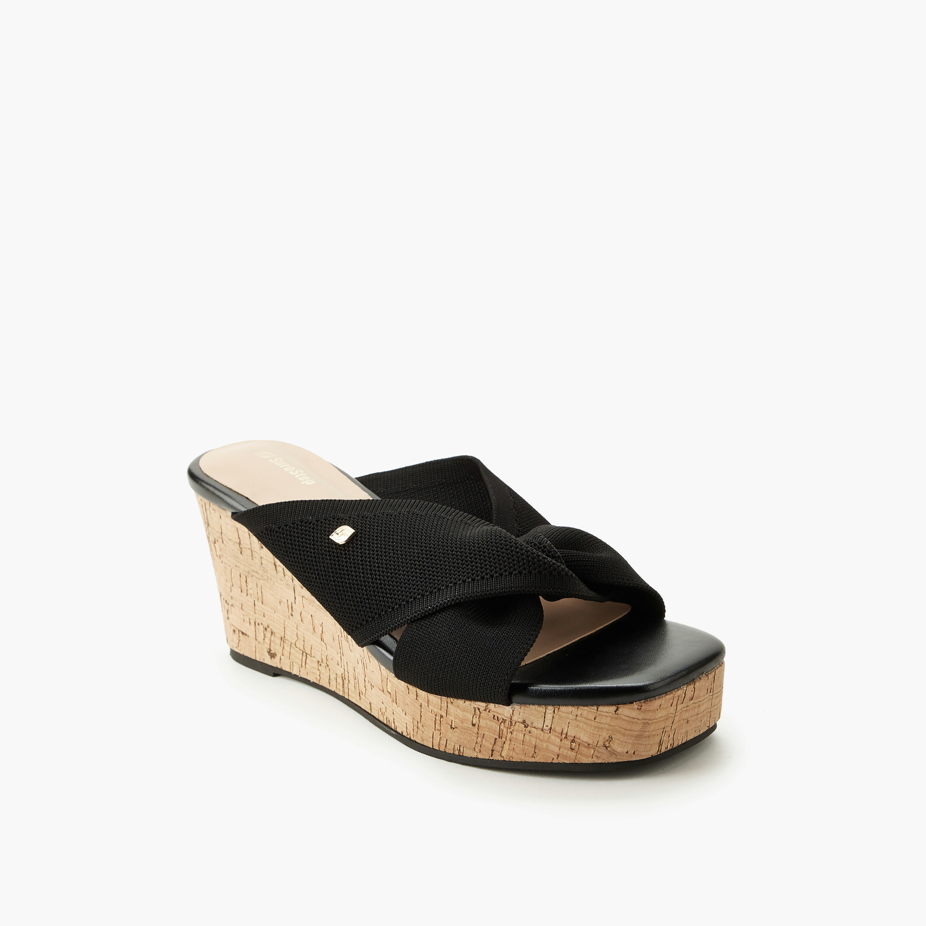 Surestep Women Textured Wedge Heel Sandals-women-shoes-sandals-heeled-image-2