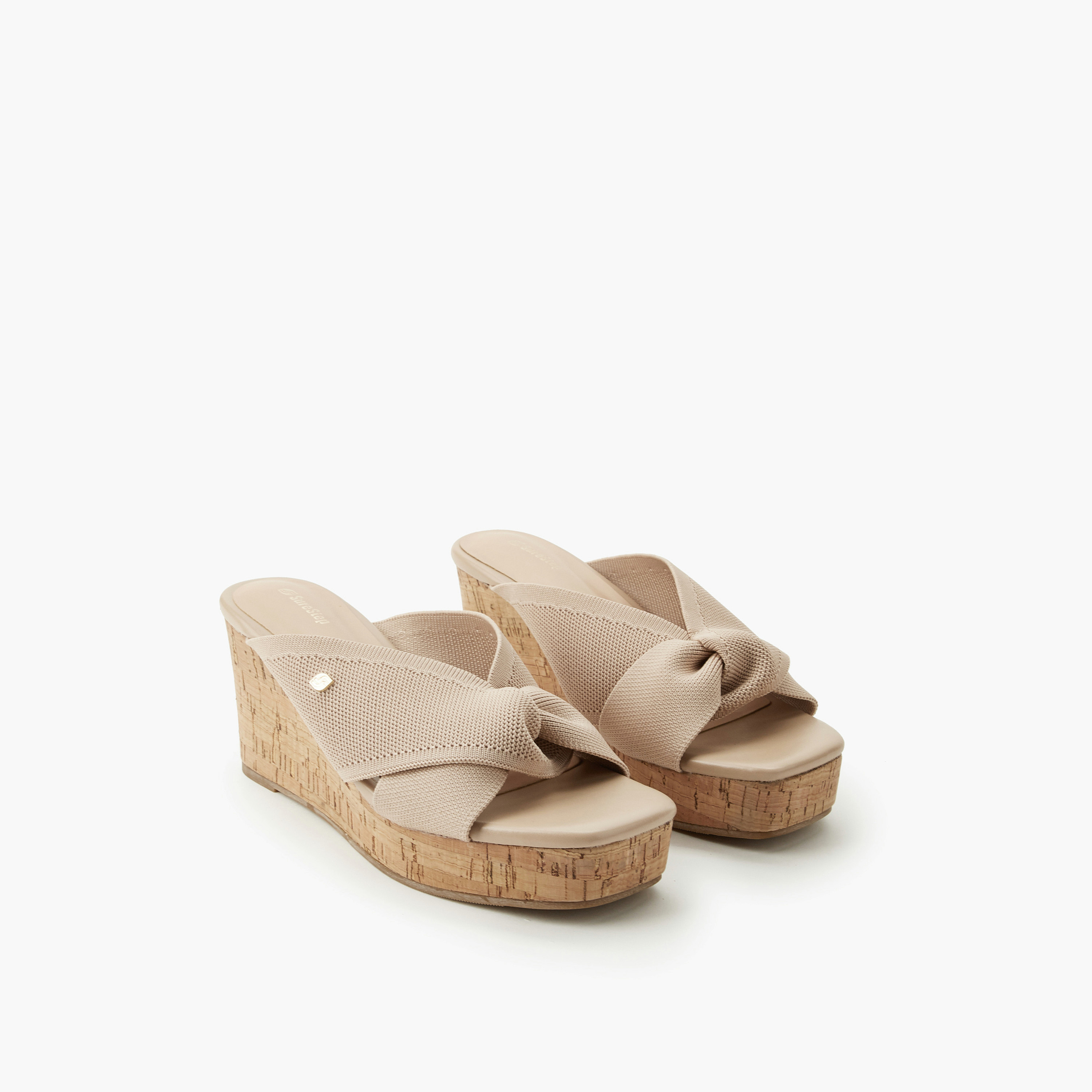 Surestep Women Textured Wedge Heel Sandals-women-shoes-sandals-heeled-image-1