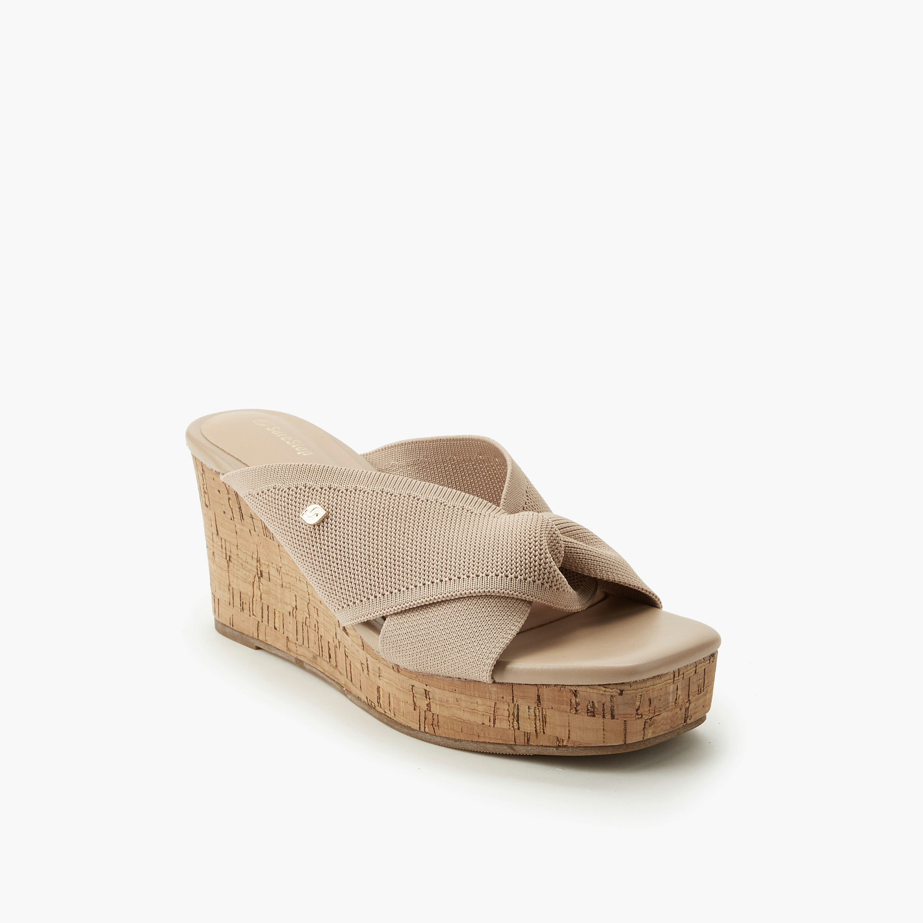 Surestep Women Textured Wedge Heel Sandals-women-shoes-sandals-heeled-image-2