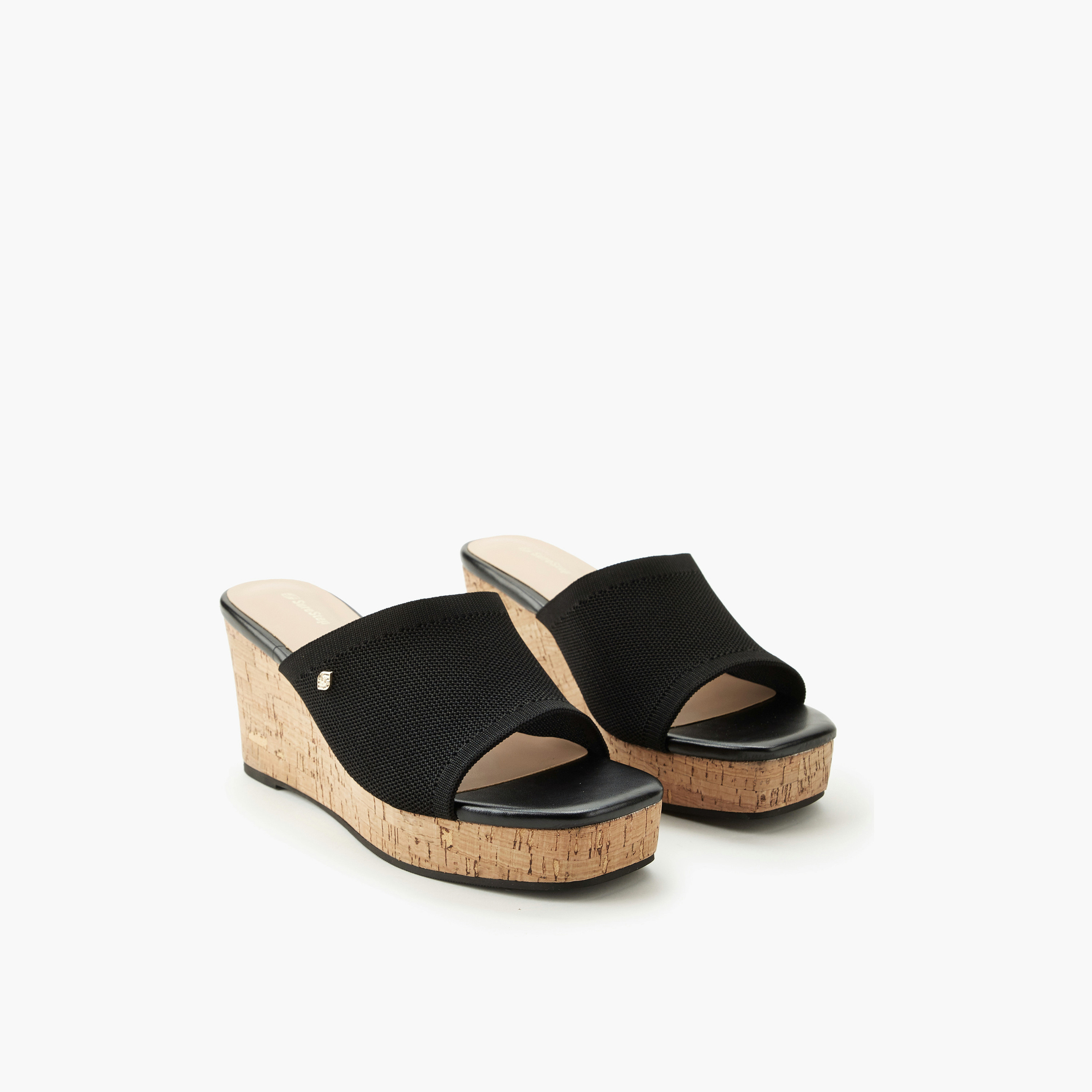 Surestep Women Textured Wedge Heel Sandals-women-shoes-sandals-heeled-image-1
