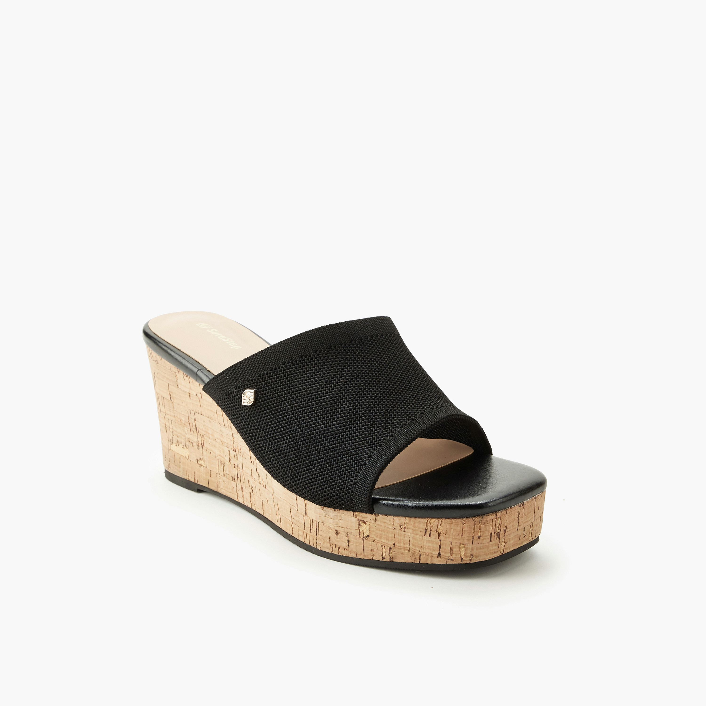 Surestep Women Textured Wedge Heel Sandals-women-shoes-sandals-heeled-image-2