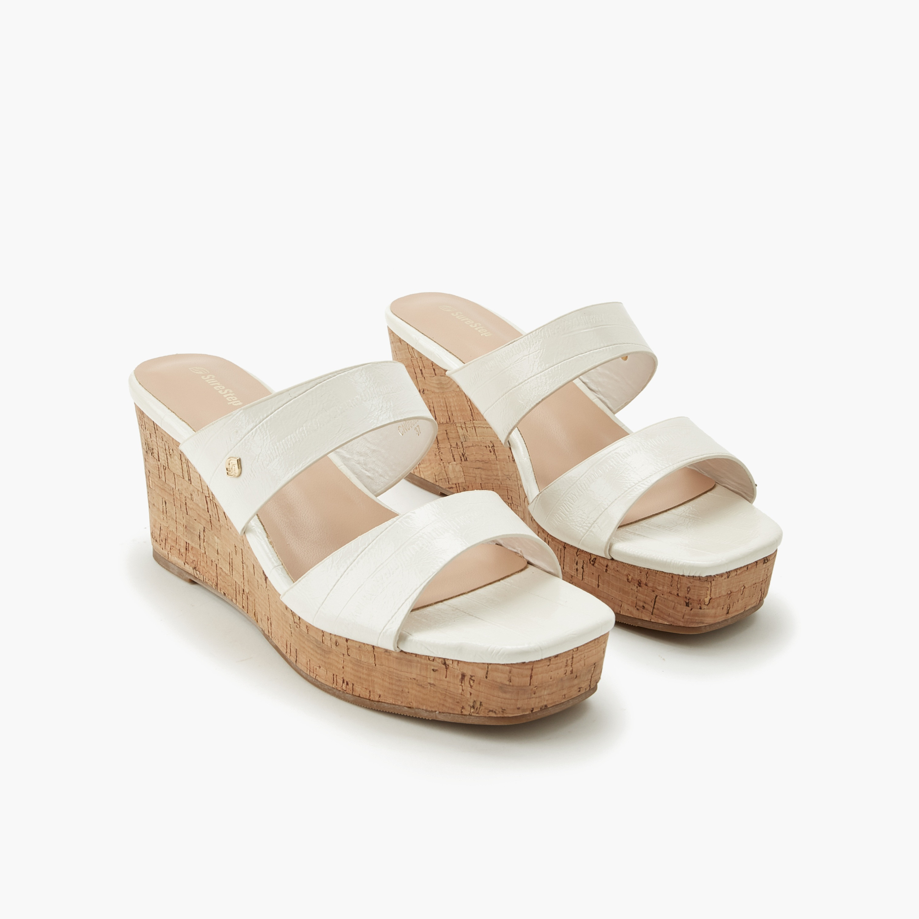 صندل للنساء بارز الملمس بكعب ويدج من شور ستيب-women-shoes-sandals-heeled-image-1