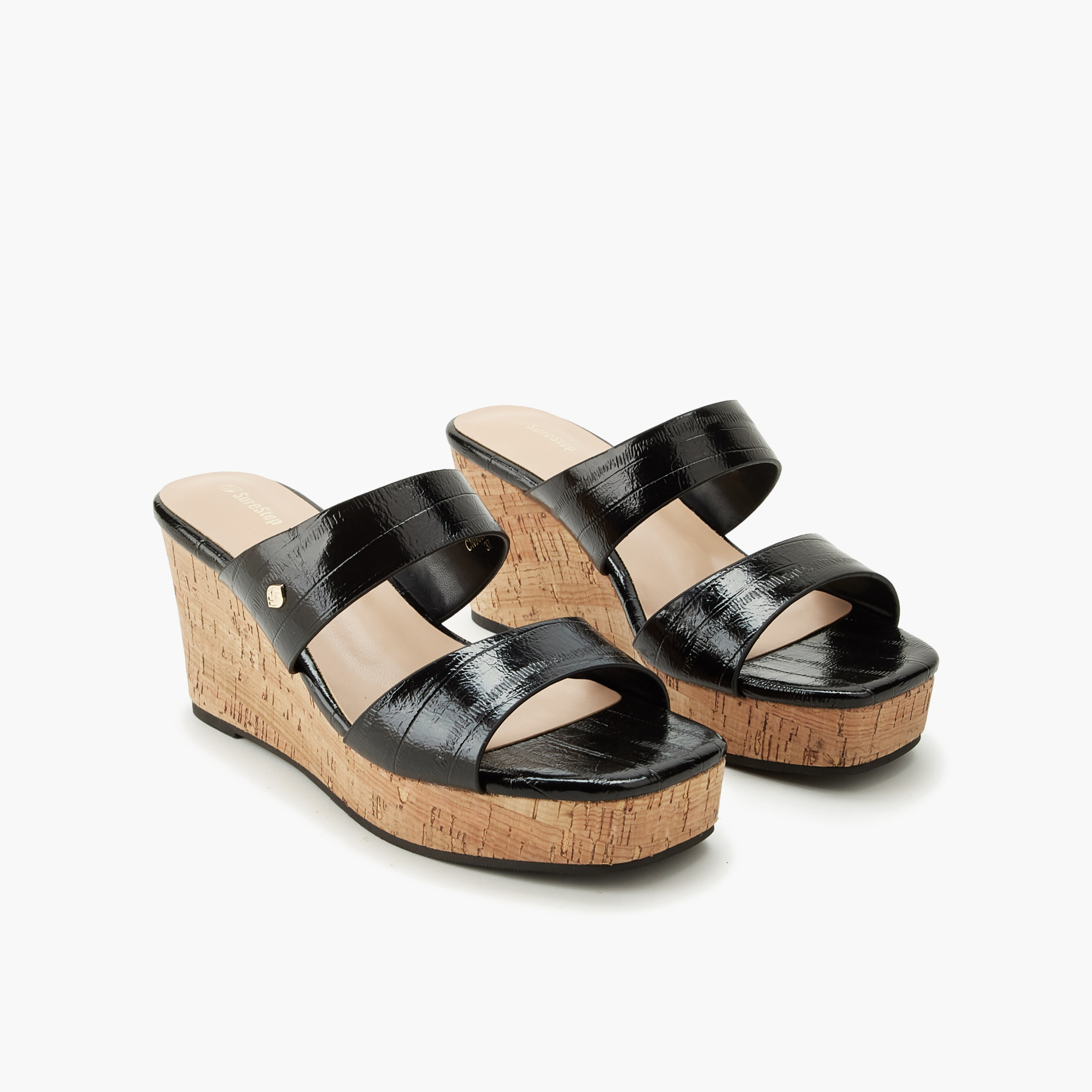 صندل للنساء بارز الملمس بكعب ويدج من شور ستيب-women-shoes-sandals-heeled-image-1