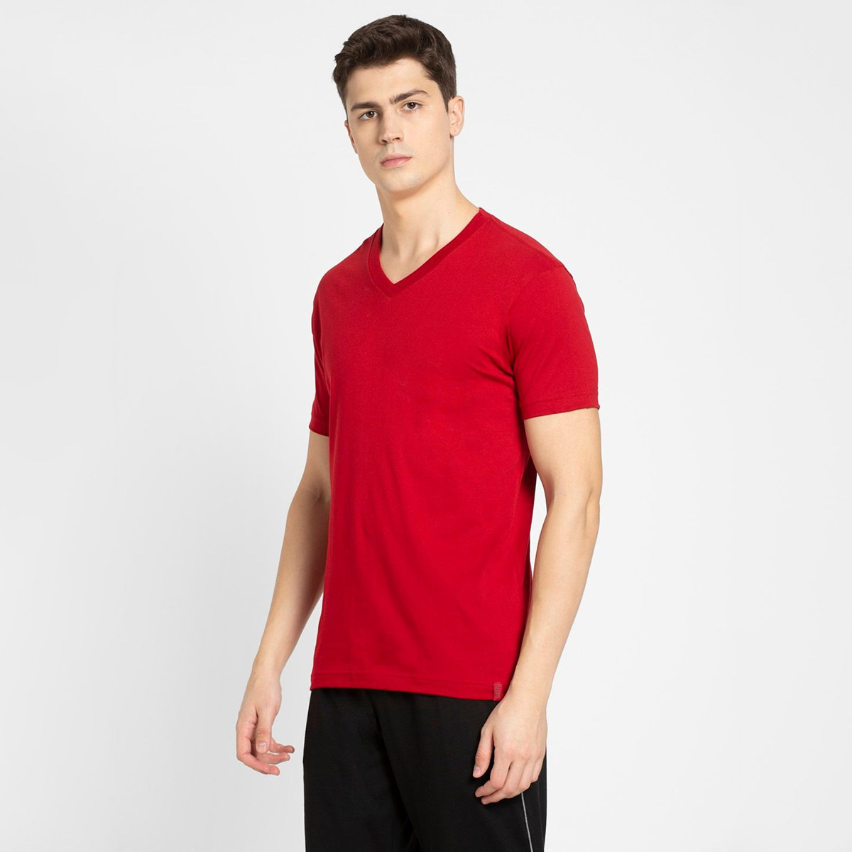 Jockey Men Red V-Neck T-Shirt with Short Sleeves-men-clothing-tshirtsandpolos-tshirts-image-2